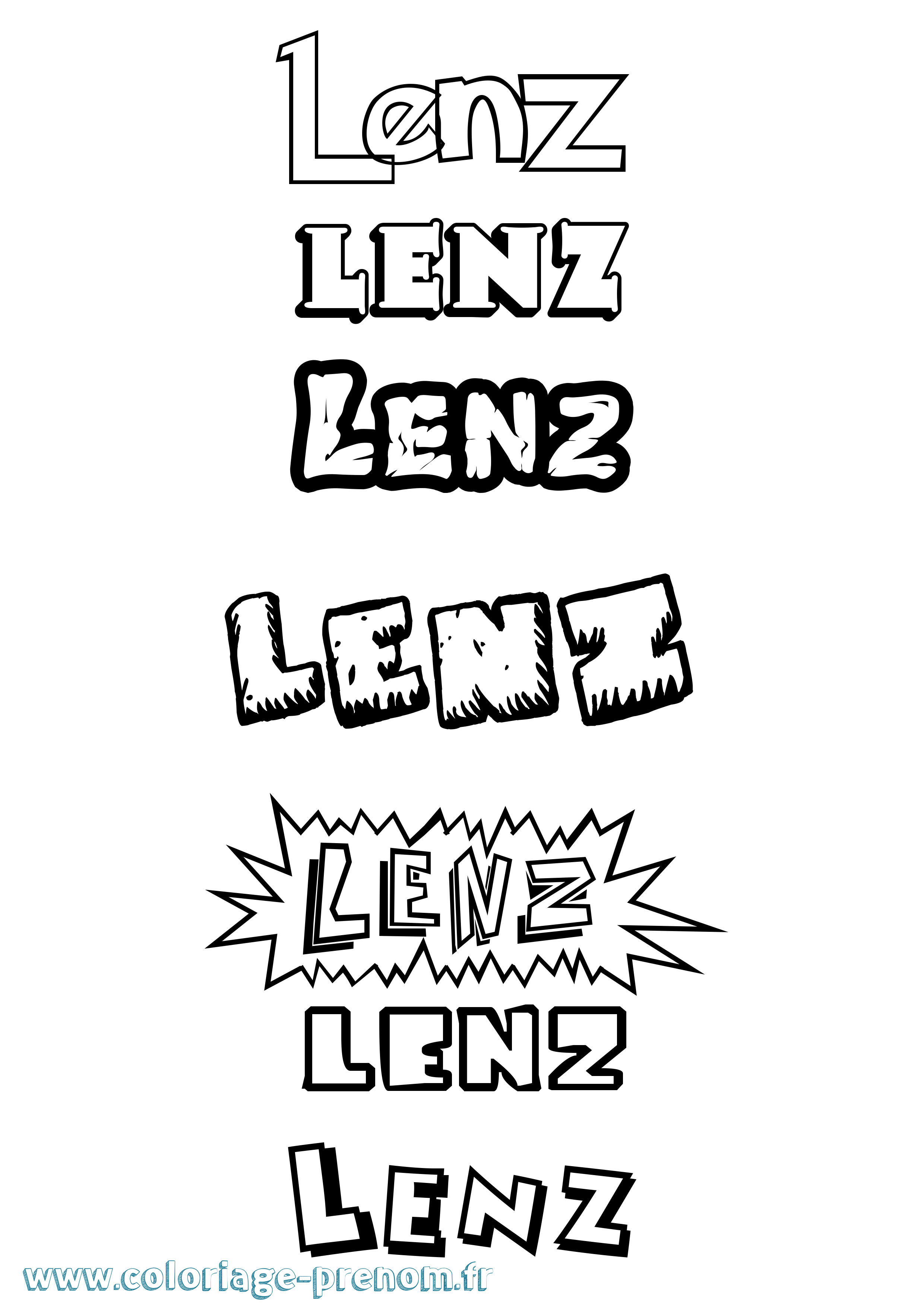 Coloriage Lenz Dessin Animé Coloriage prénom Lenz Dessin Animé