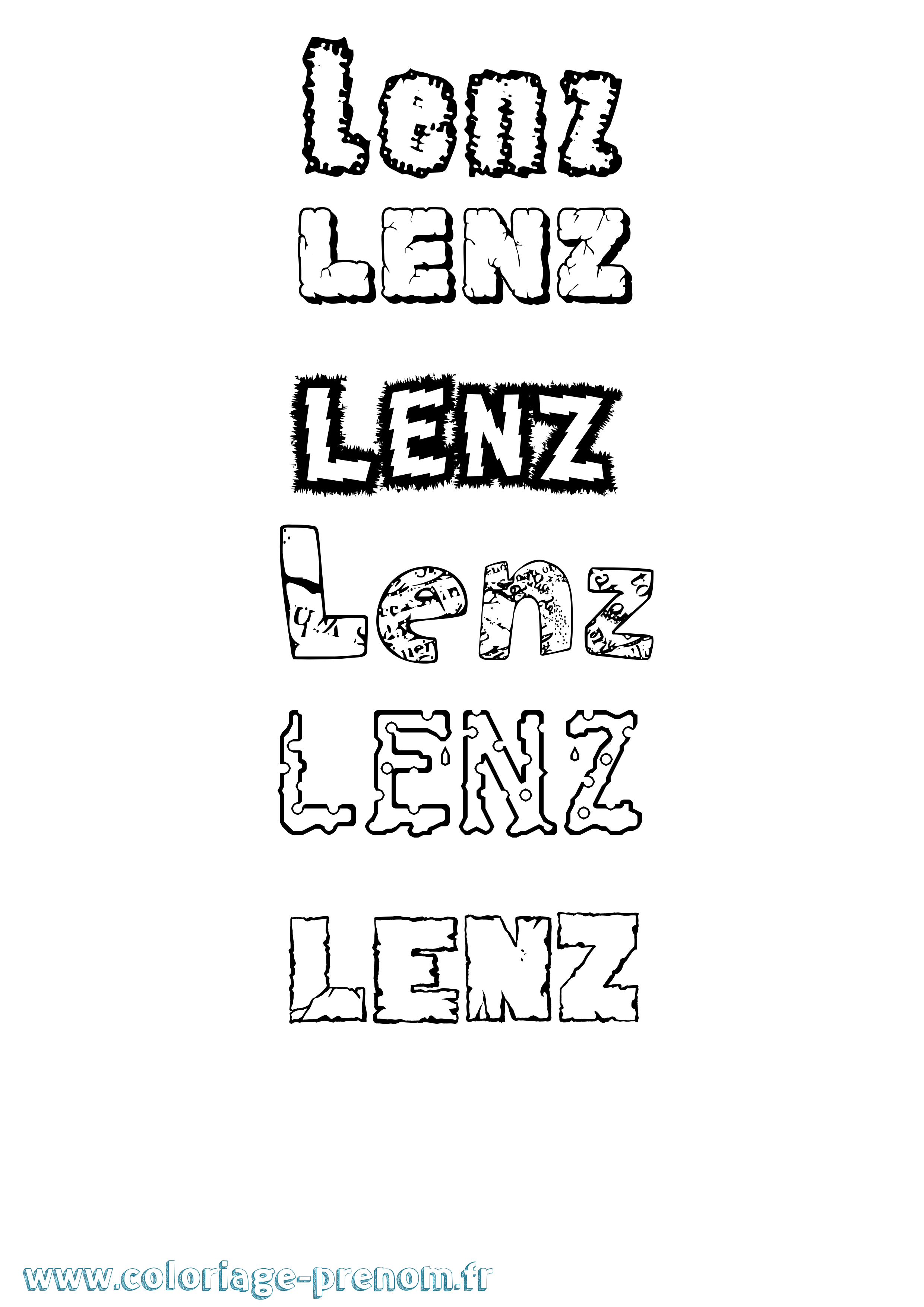 Coloriage Lenz Destructuré Coloriage prénom Lenz Destructuré