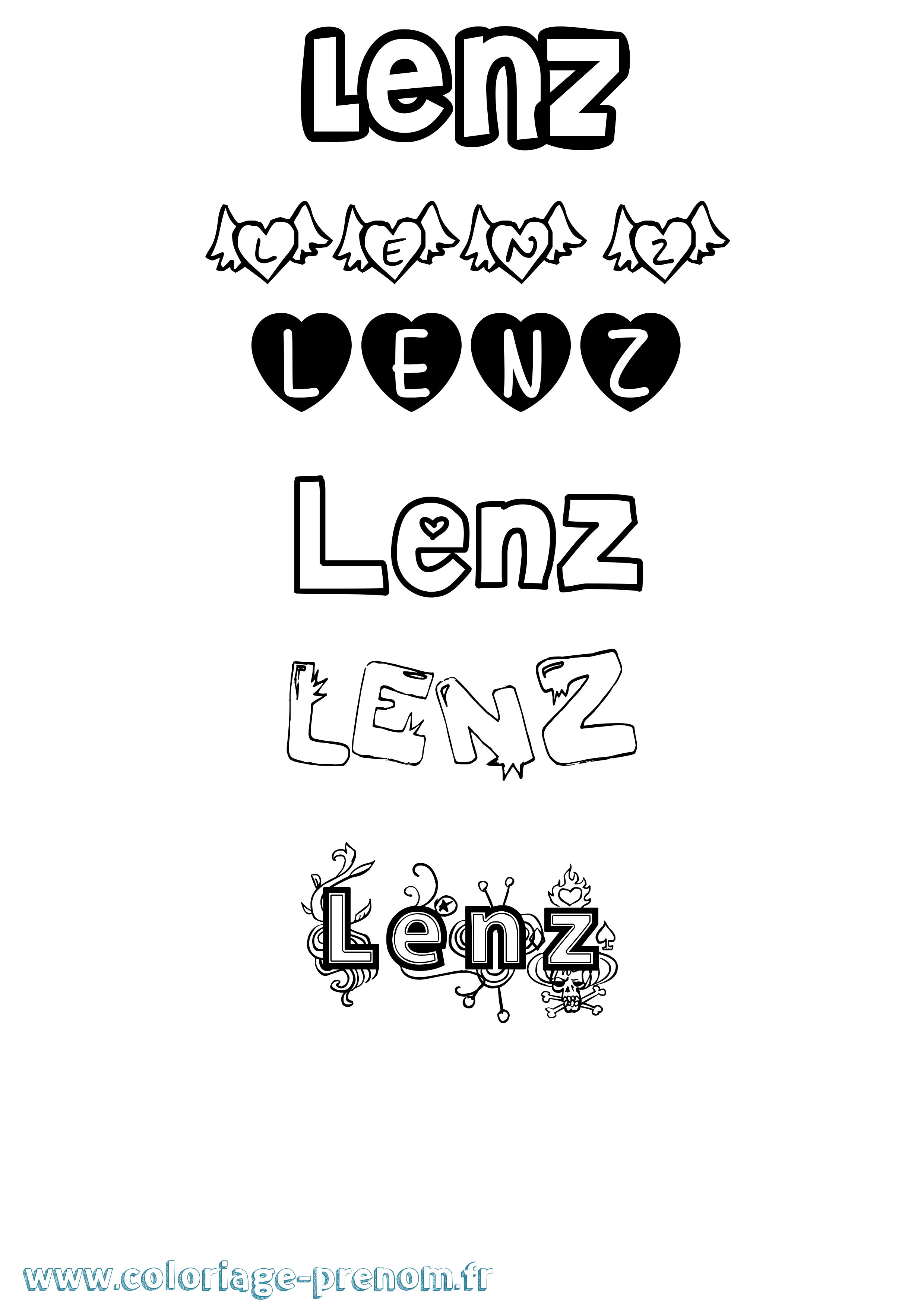 Coloriage Lenz Girly Coloriage prénom Lenz Girly