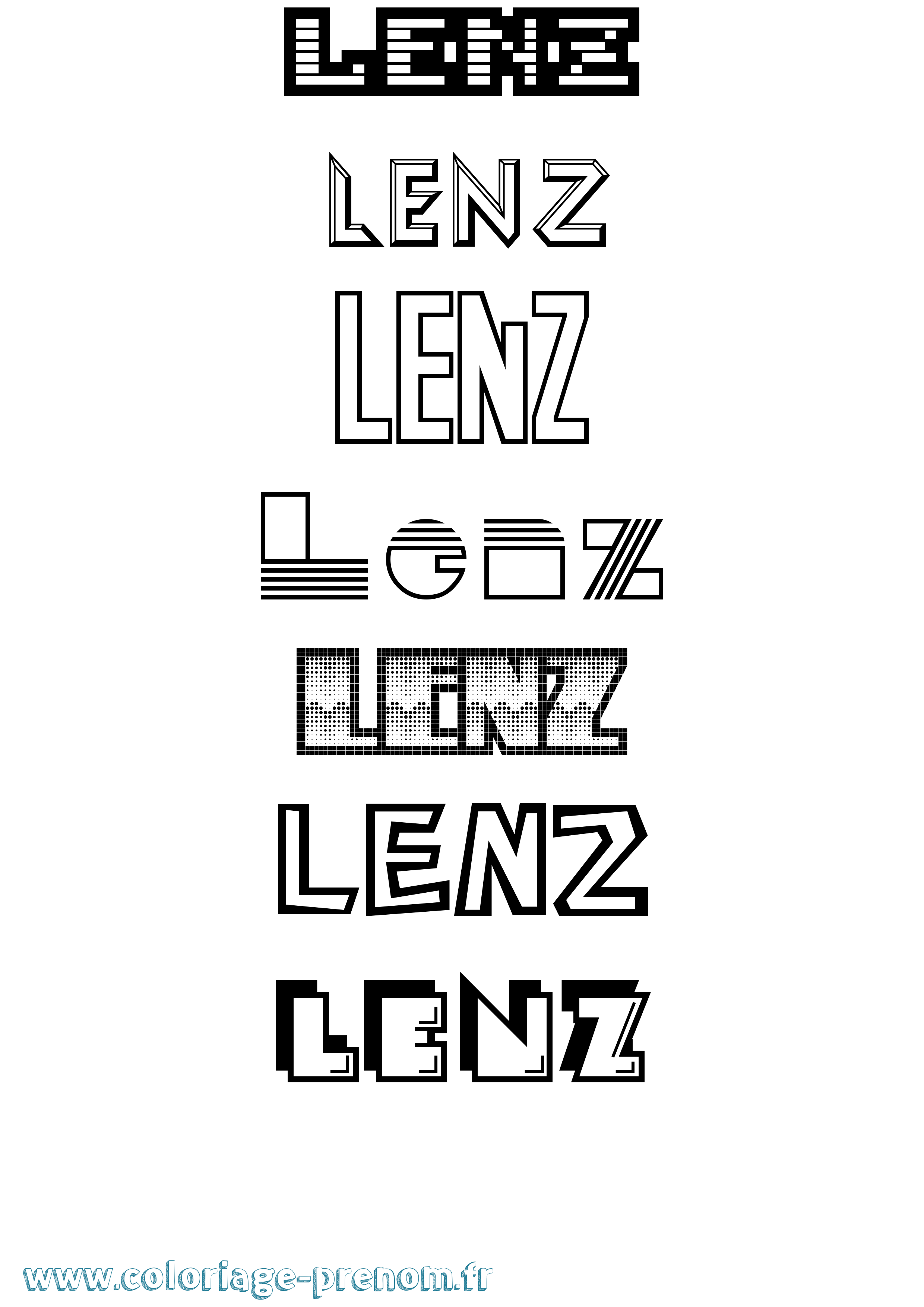 Coloriage Lenz Jeux Vidéos Coloriage prénom Lenz Jeux Vidéos