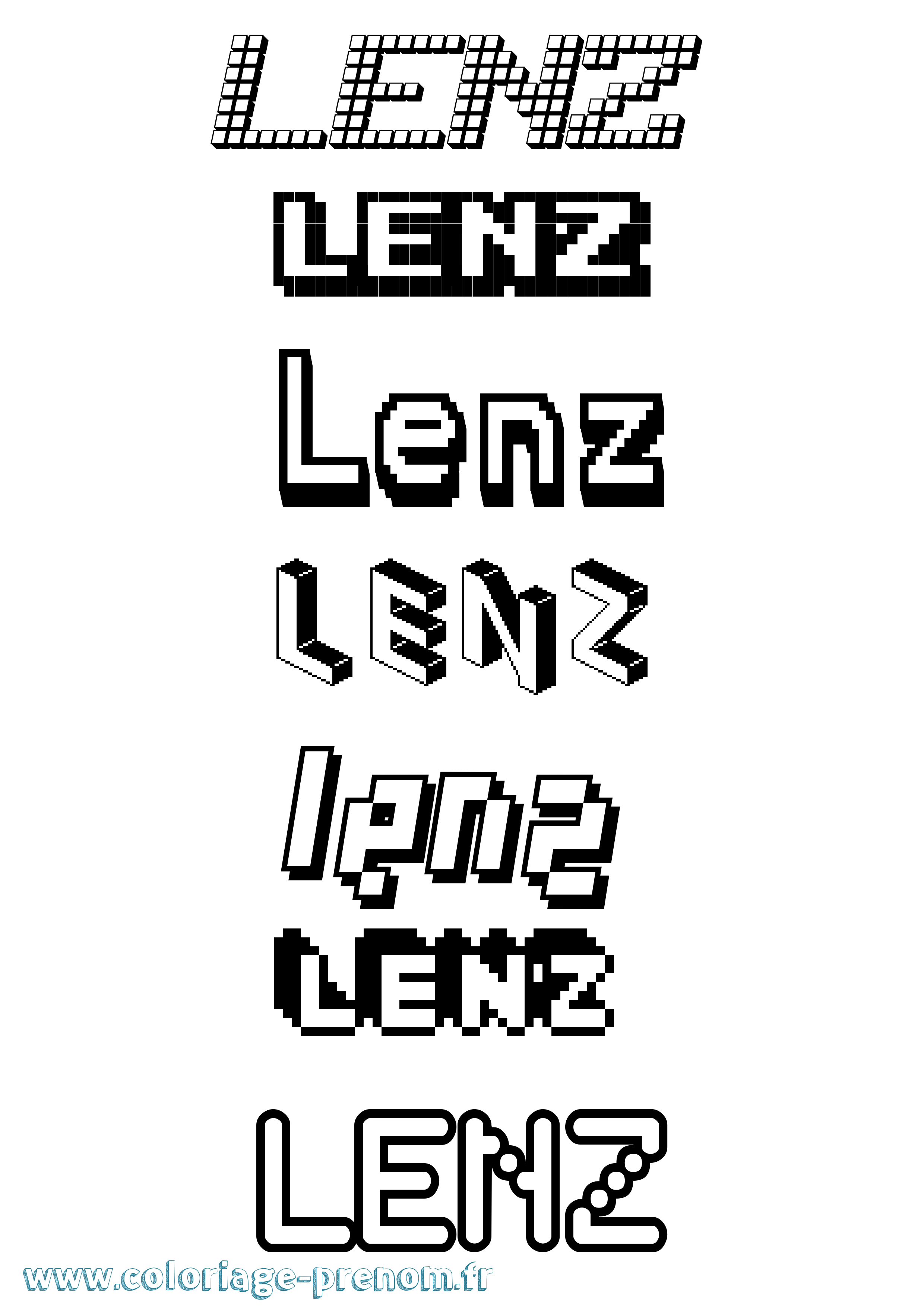 Coloriage Lenz Pixel Coloriage prénom Lenz Pixel