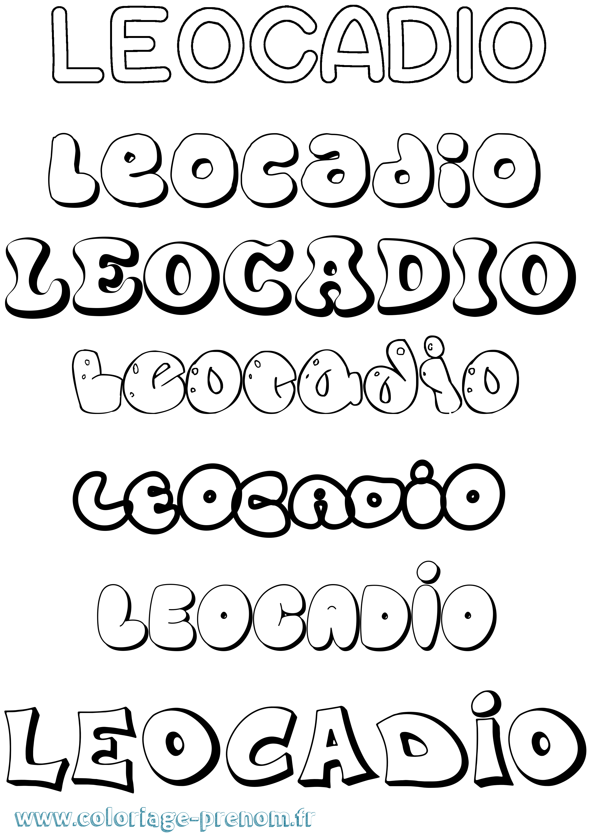 Coloriage Leocadio Bubble Coloriage prénom Leocadio Bubble