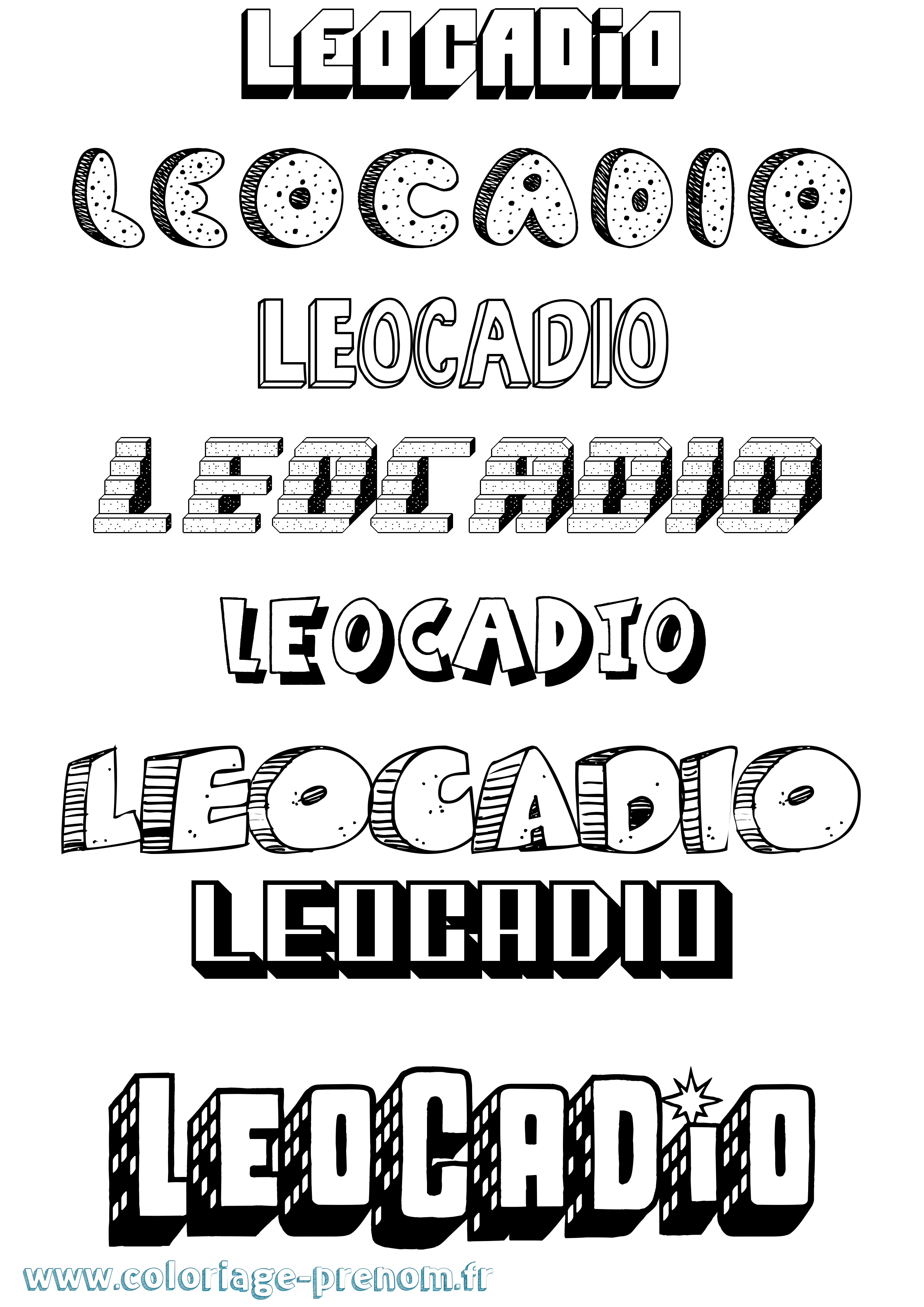Coloriage Leocadio Effet 3D Coloriage prénom Leocadio Effet 3D