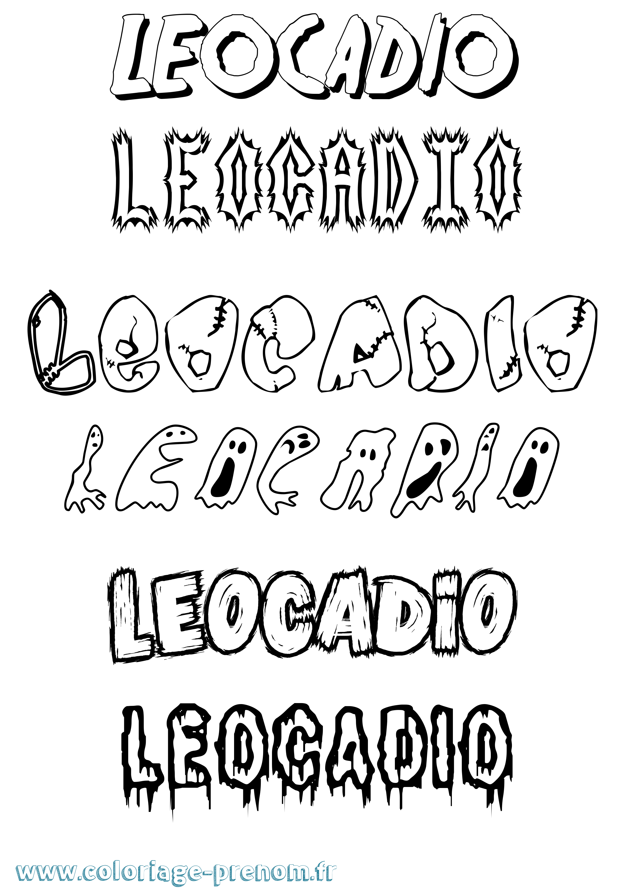 Coloriage Leocadio Frisson Coloriage prénom Leocadio Frisson