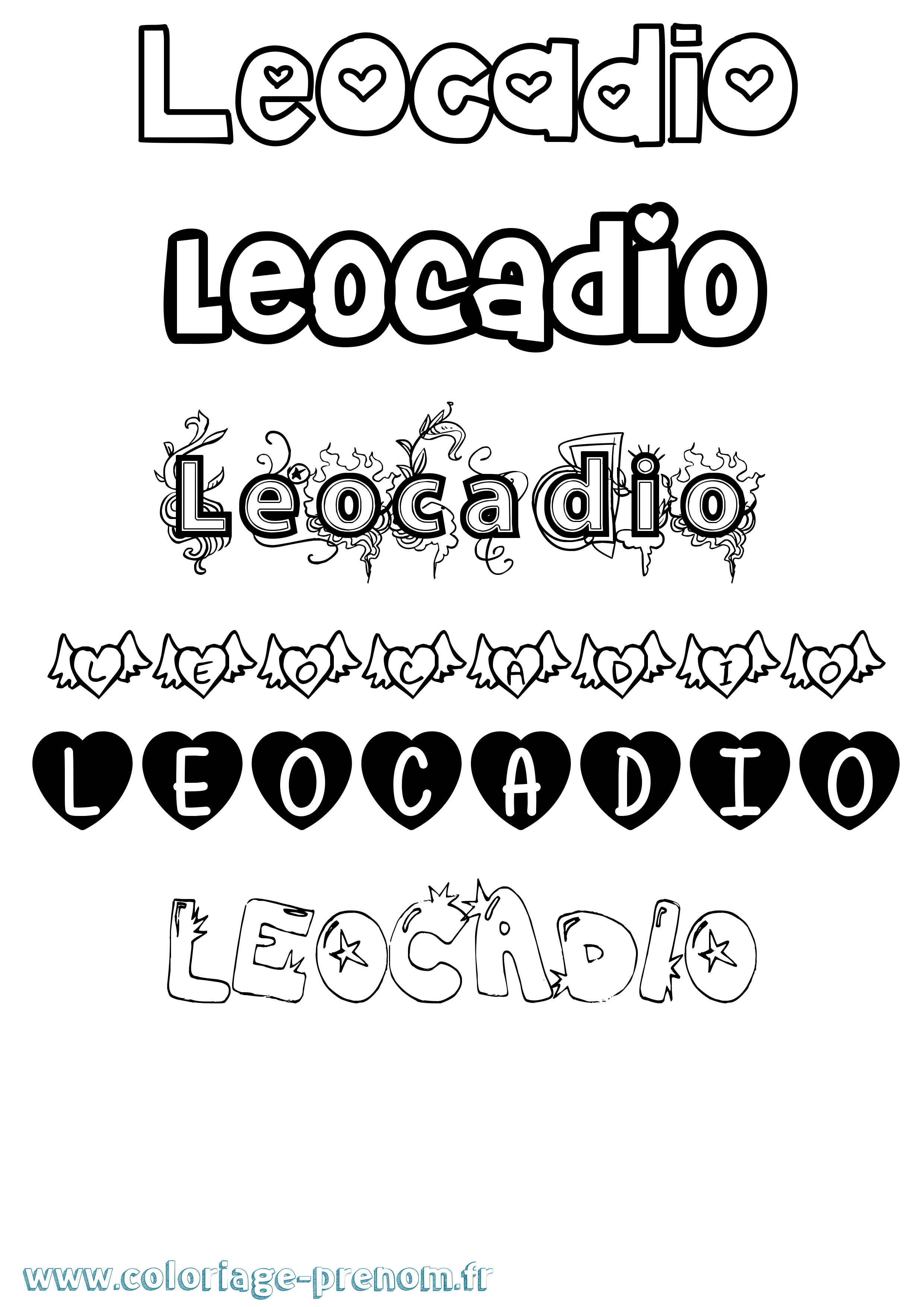Coloriage Leocadio Girly Coloriage prénom Leocadio Girly