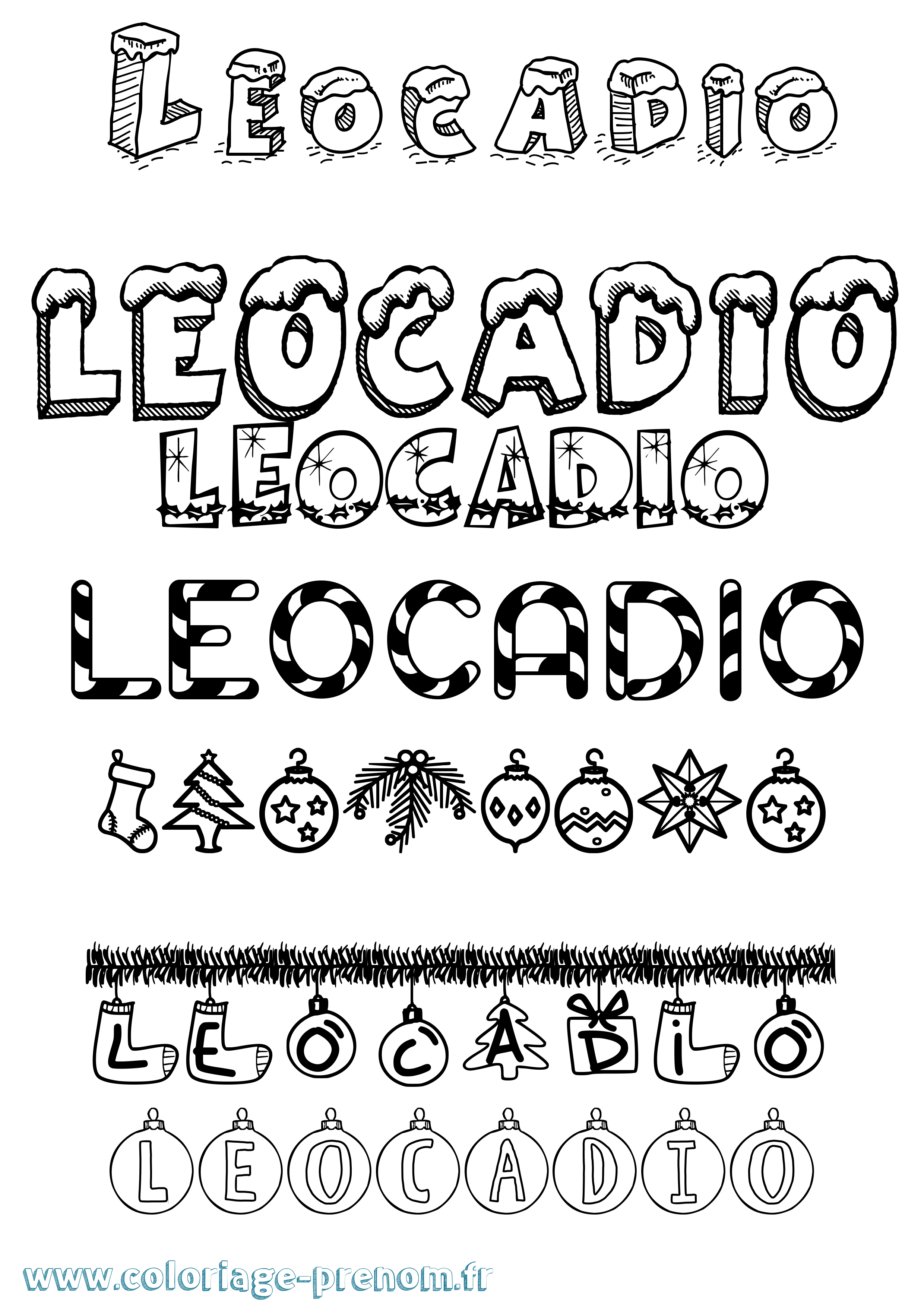 Coloriage Leocadio Noël Coloriage prénom Leocadio Noël