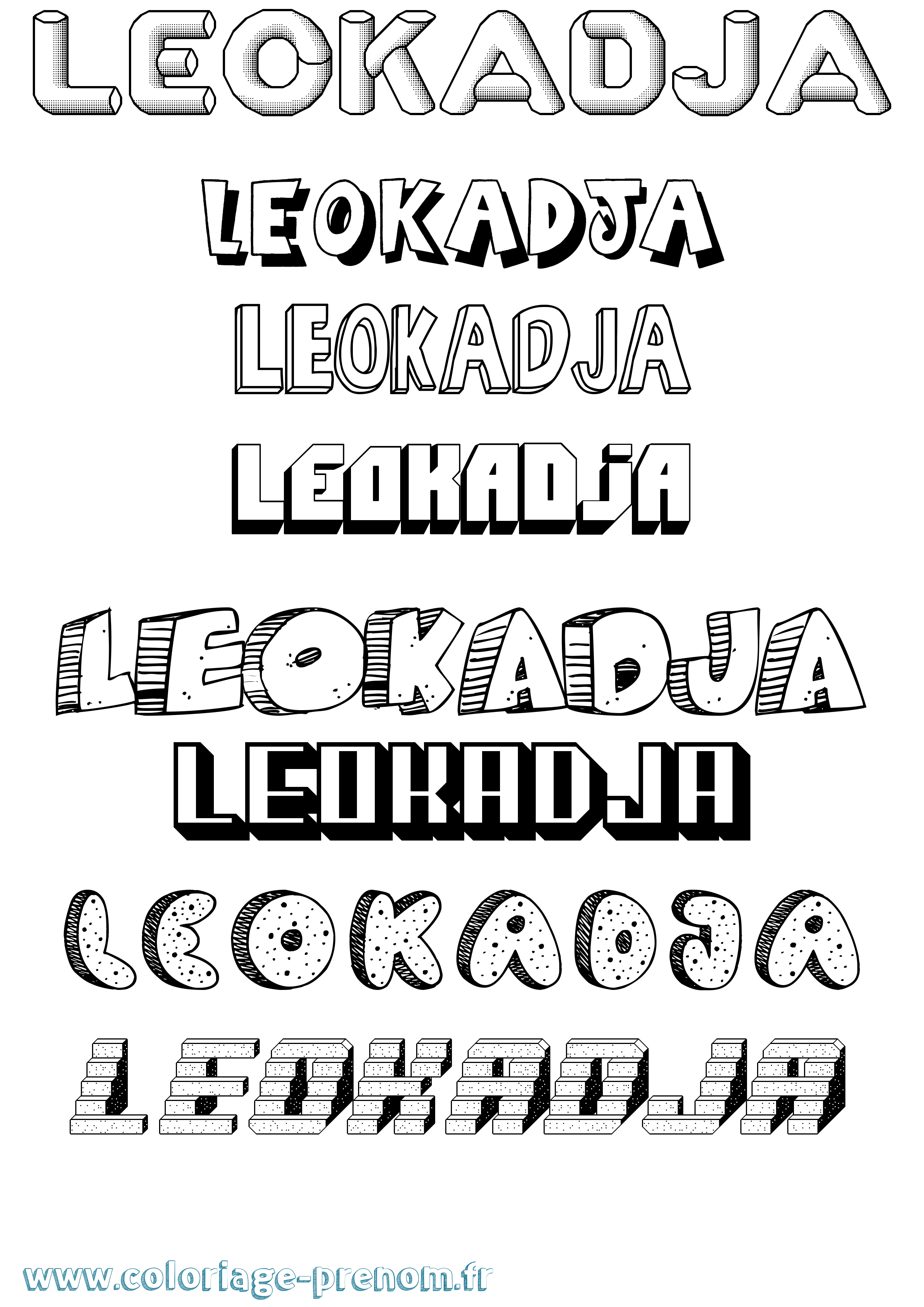 Coloriage Leokadja Effet 3D Coloriage prénom Leokadja Effet 3D