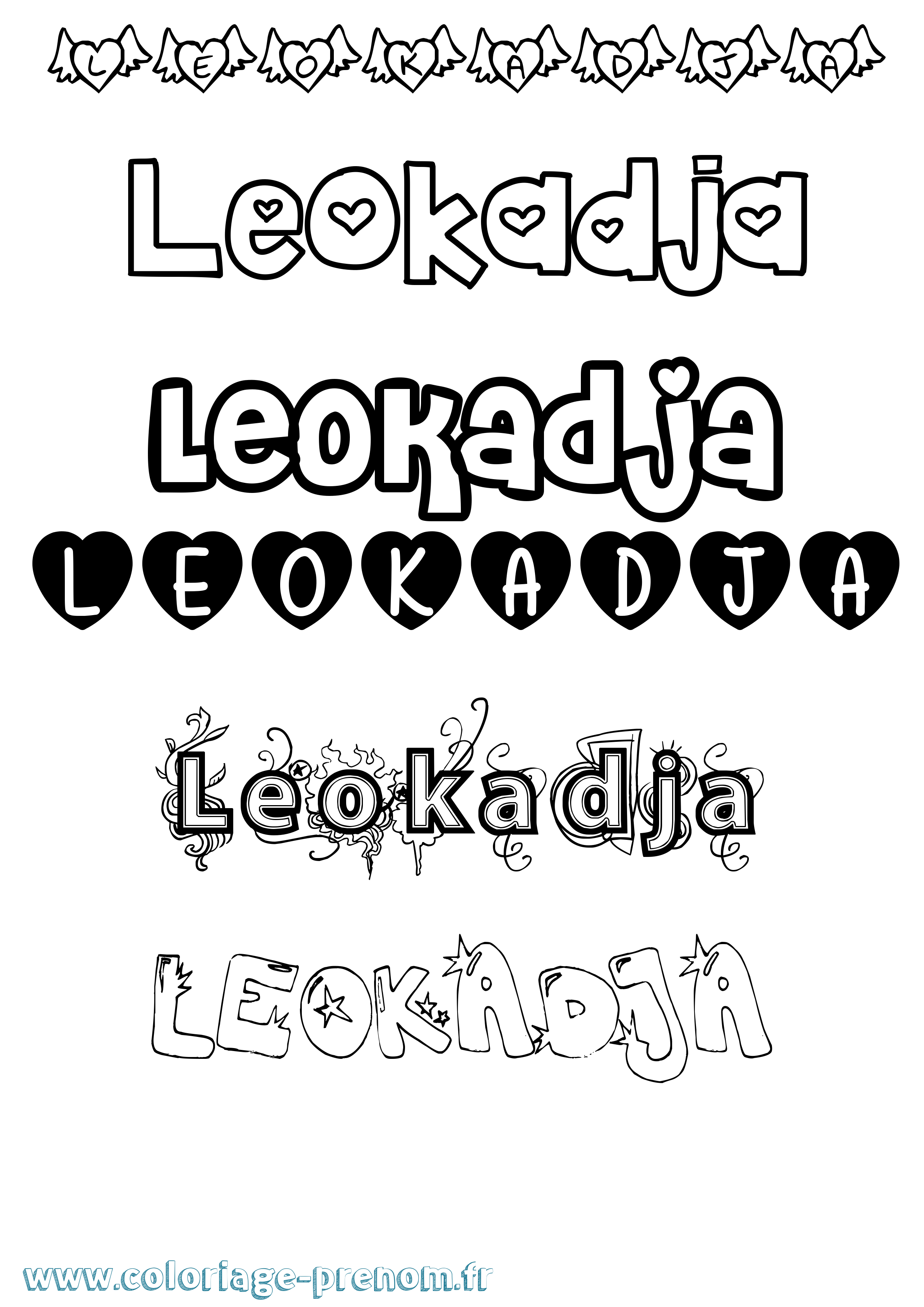 Coloriage Leokadja Girly Coloriage prénom Leokadja Girly