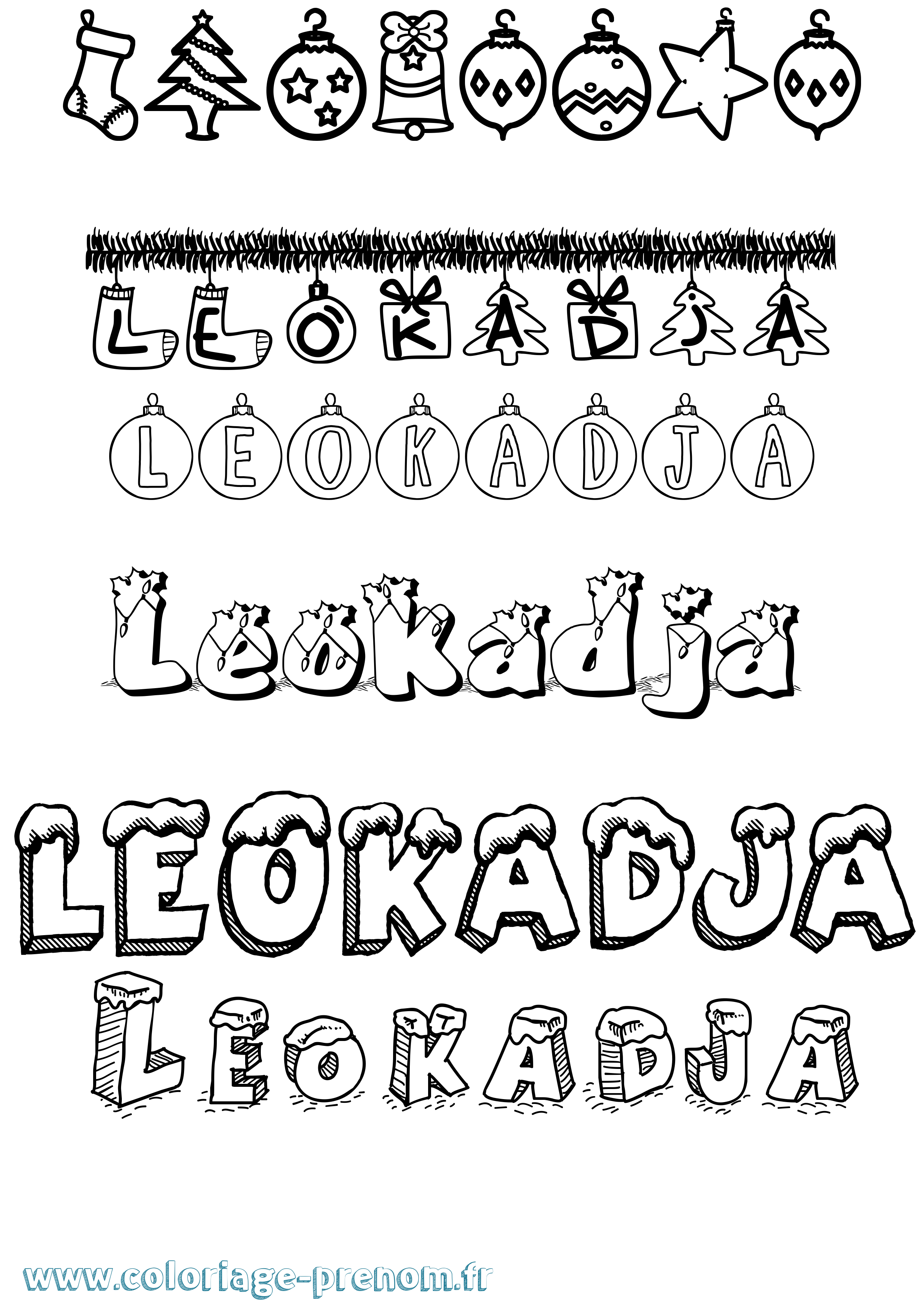 Coloriage Leokadja Noël Coloriage prénom Leokadja Noël