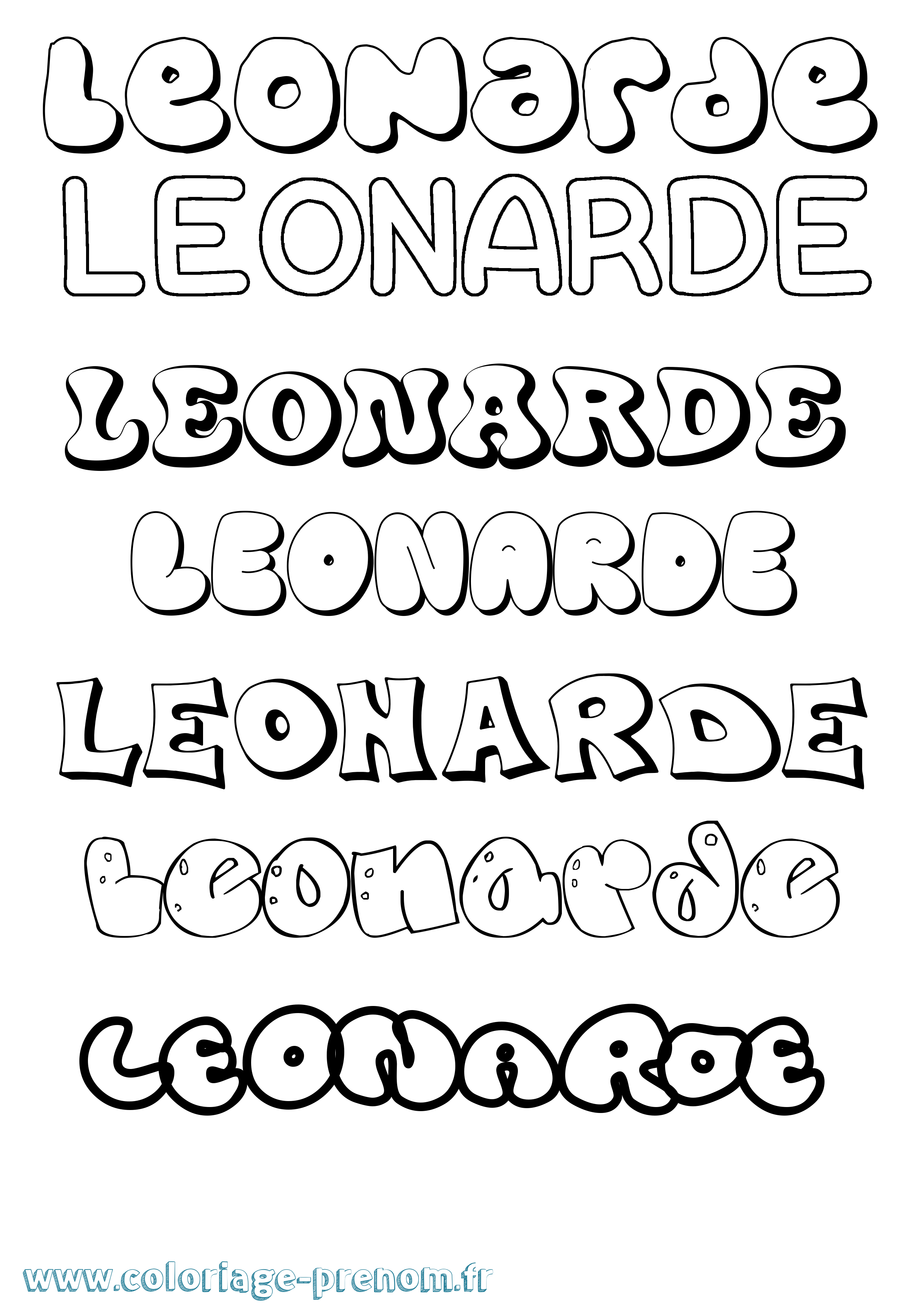 Coloriage Leonarde Bubble Coloriage prénom Leonarde Bubble