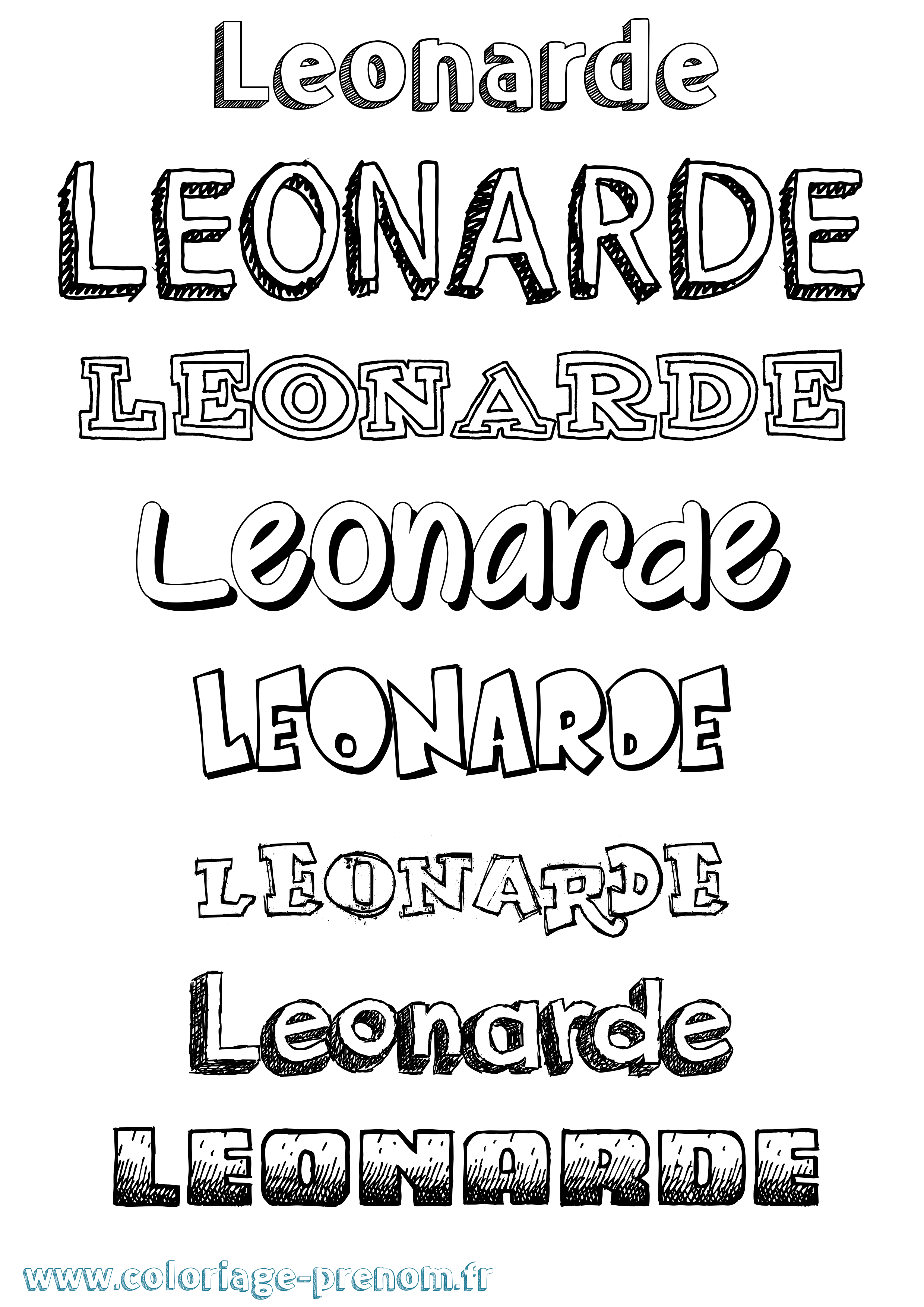 Coloriage Leonarde Dessiné Coloriage prénom Leonarde Dessiné