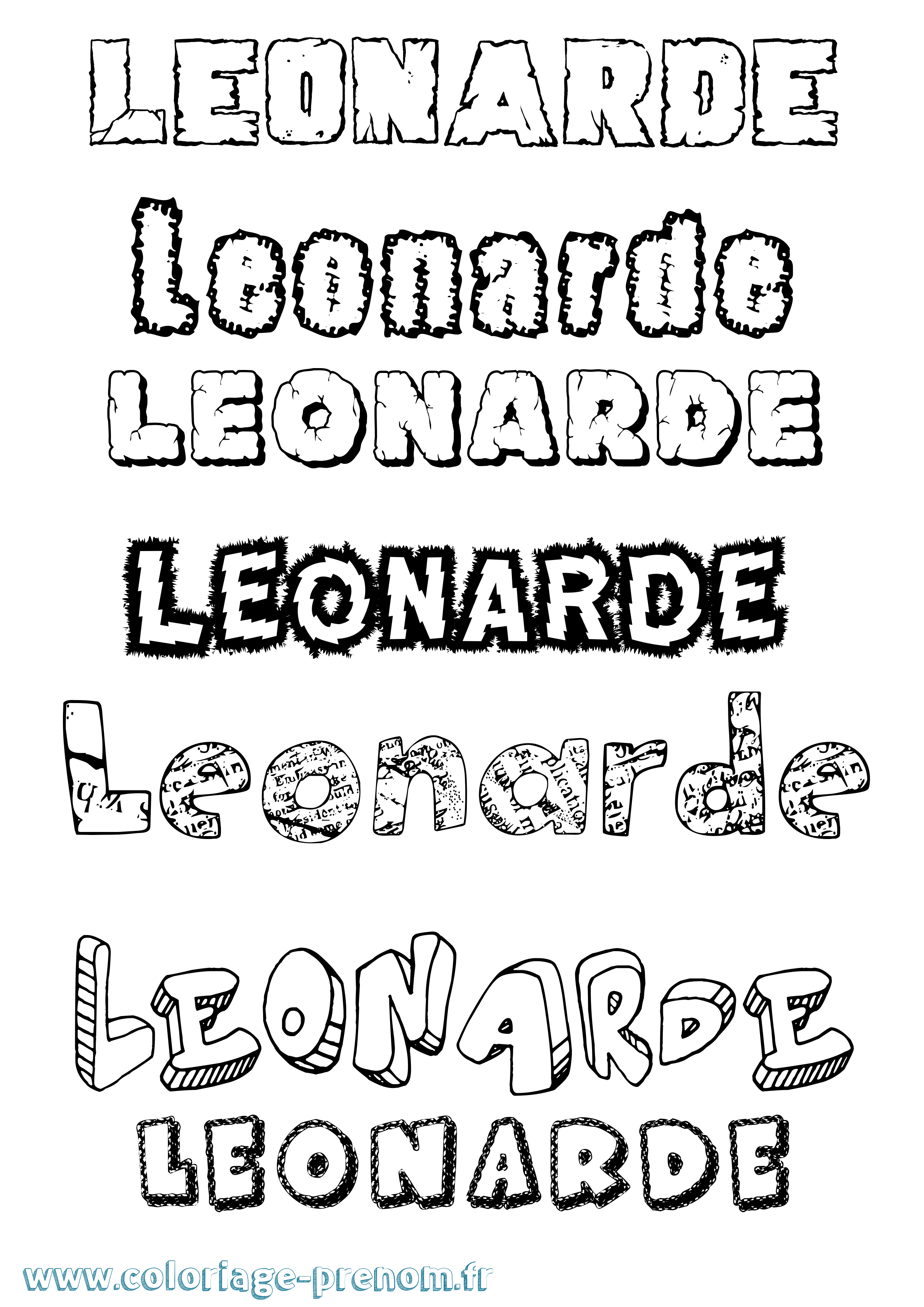 Coloriage Leonarde Destructuré Coloriage prénom Leonarde Destructuré