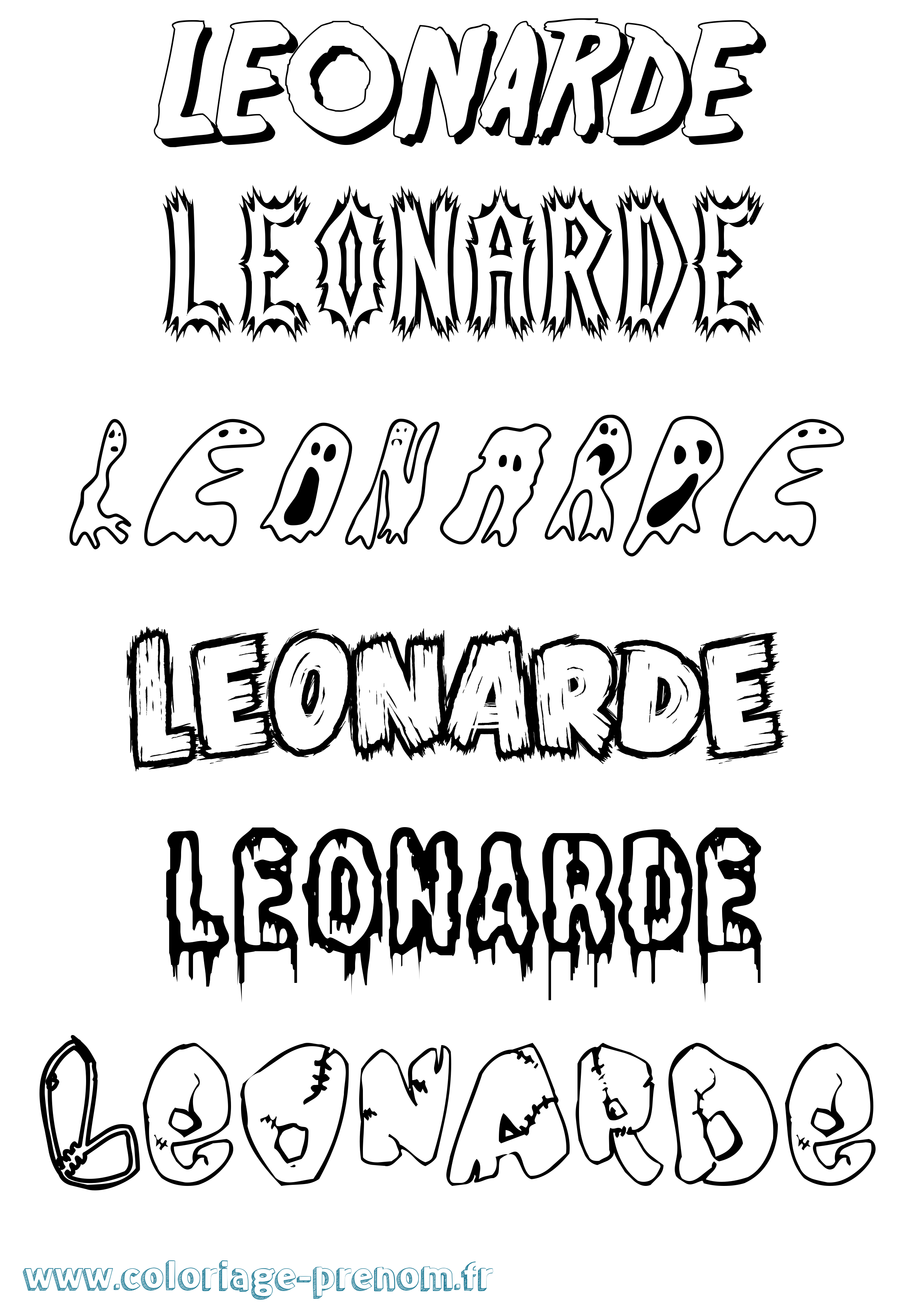 Coloriage Leonarde Frisson Coloriage prénom Leonarde Frisson