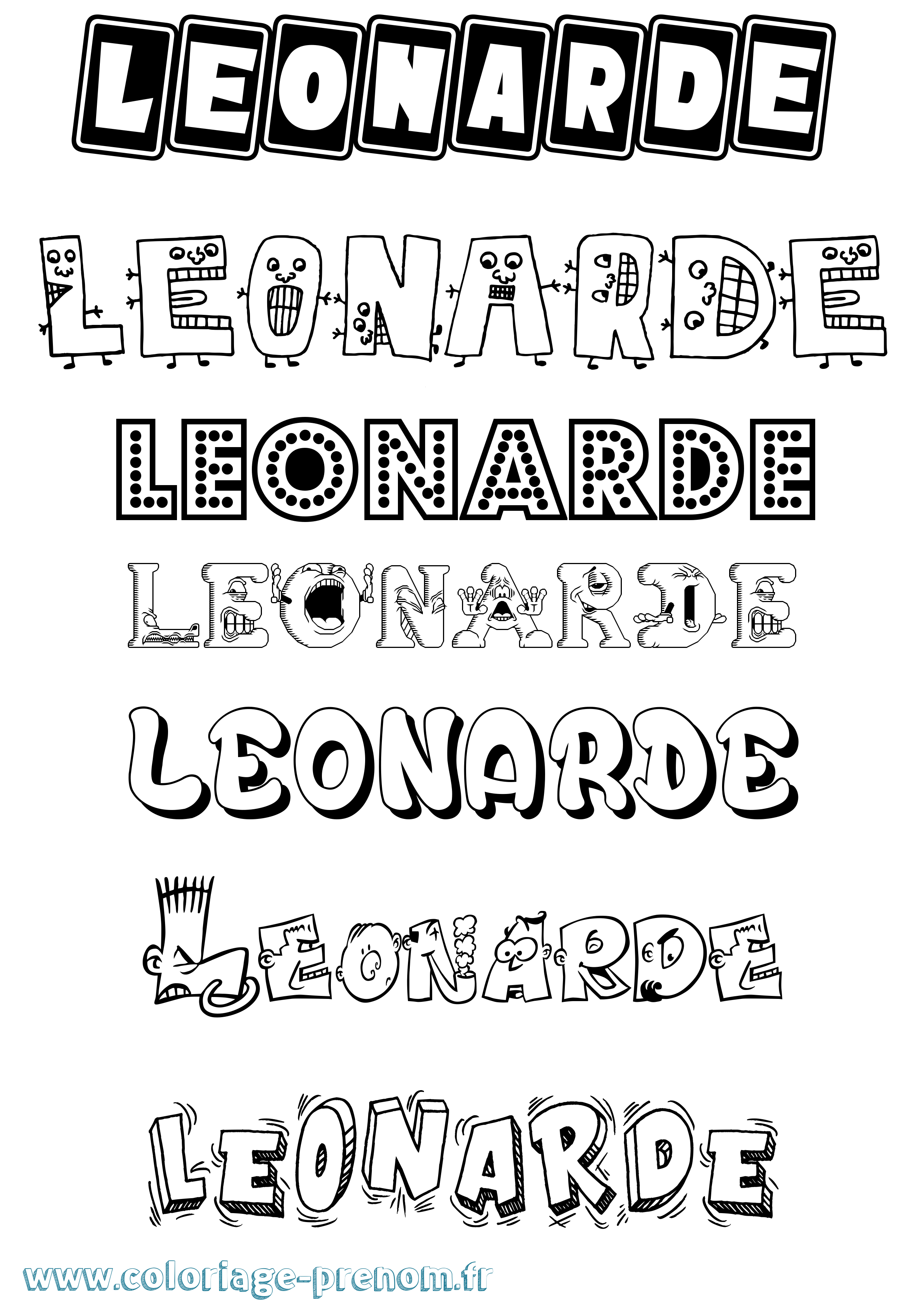Coloriage Leonarde Fun Coloriage prénom Leonarde Fun