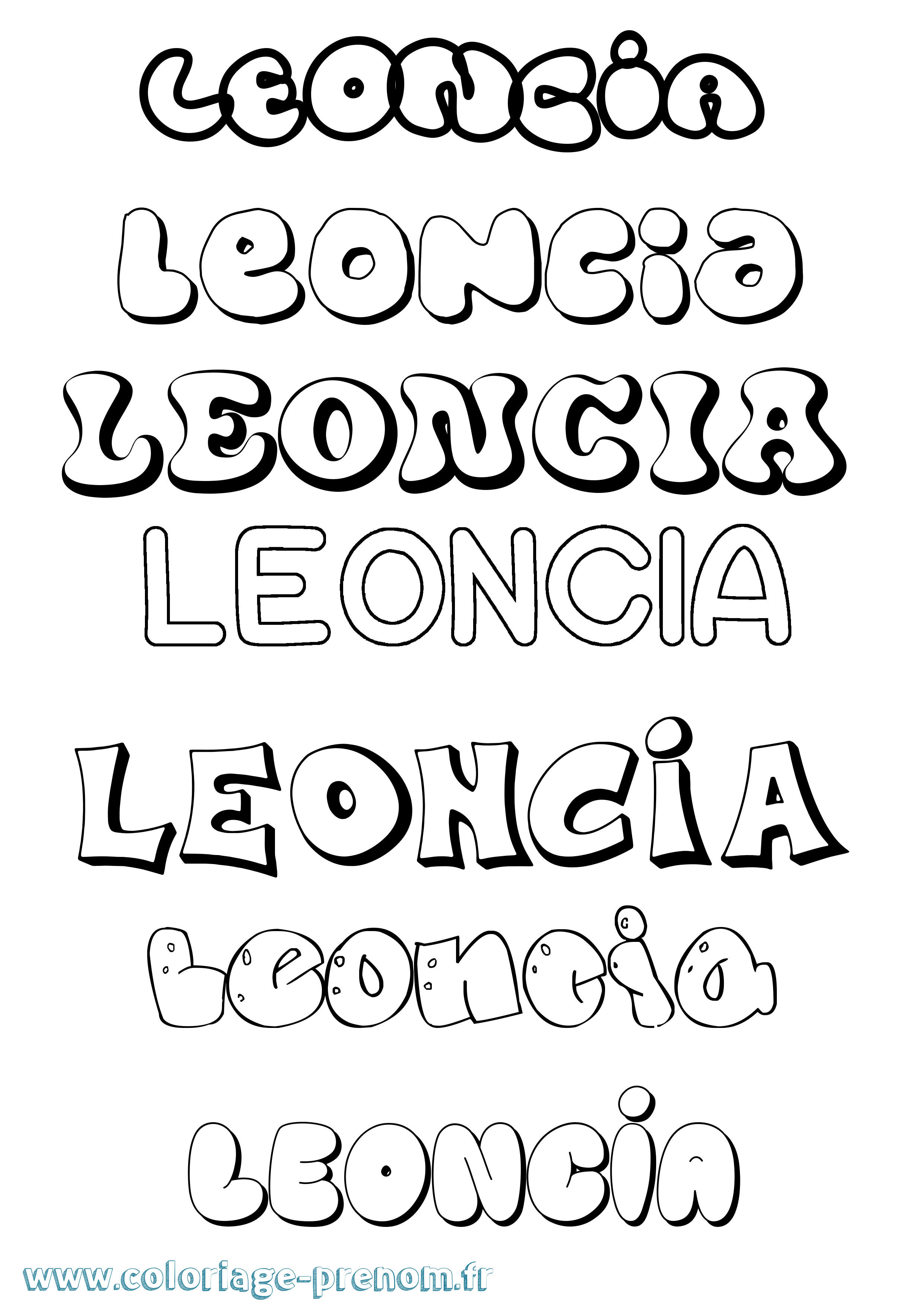 Coloriage Leoncia Bubble Coloriage prénom Leoncia Bubble