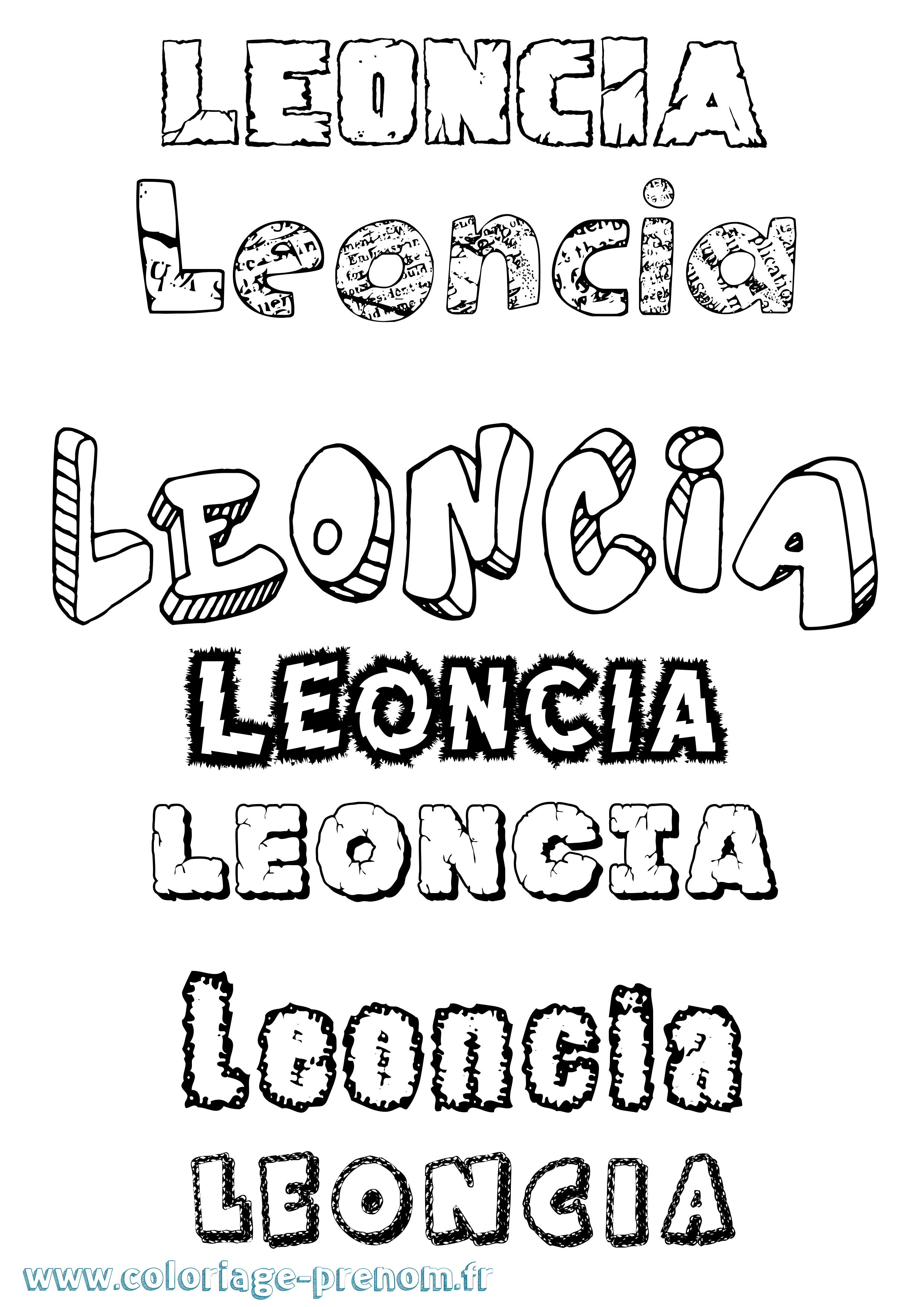 Coloriage Leoncia Destructuré Coloriage prénom Leoncia Destructuré