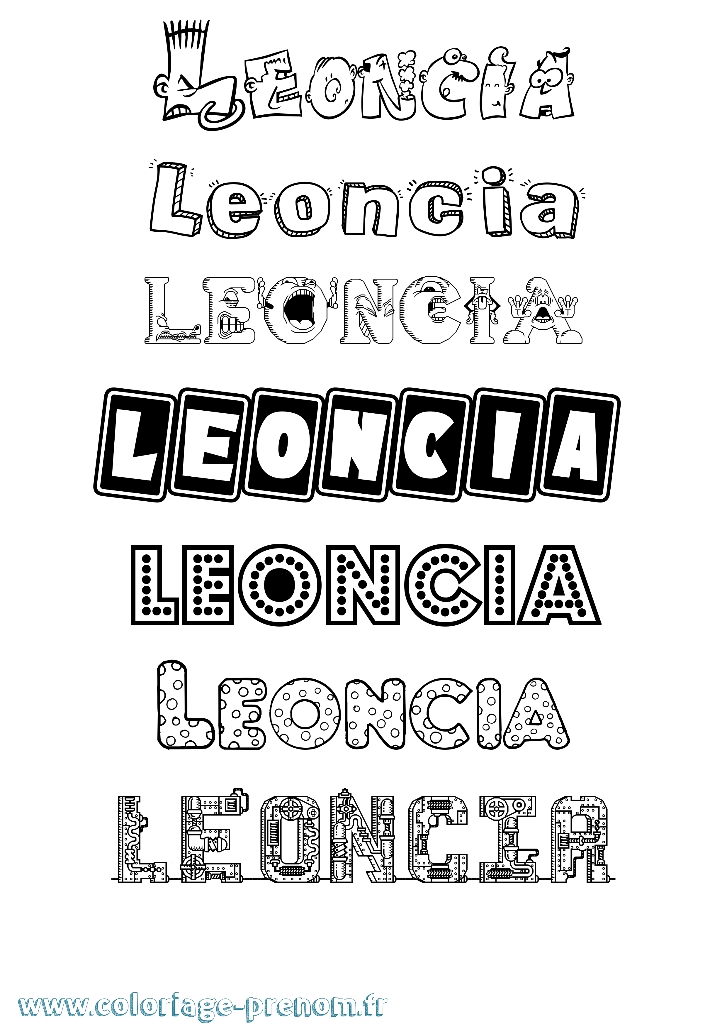 Coloriage Leoncia Fun Coloriage prénom Leoncia Fun