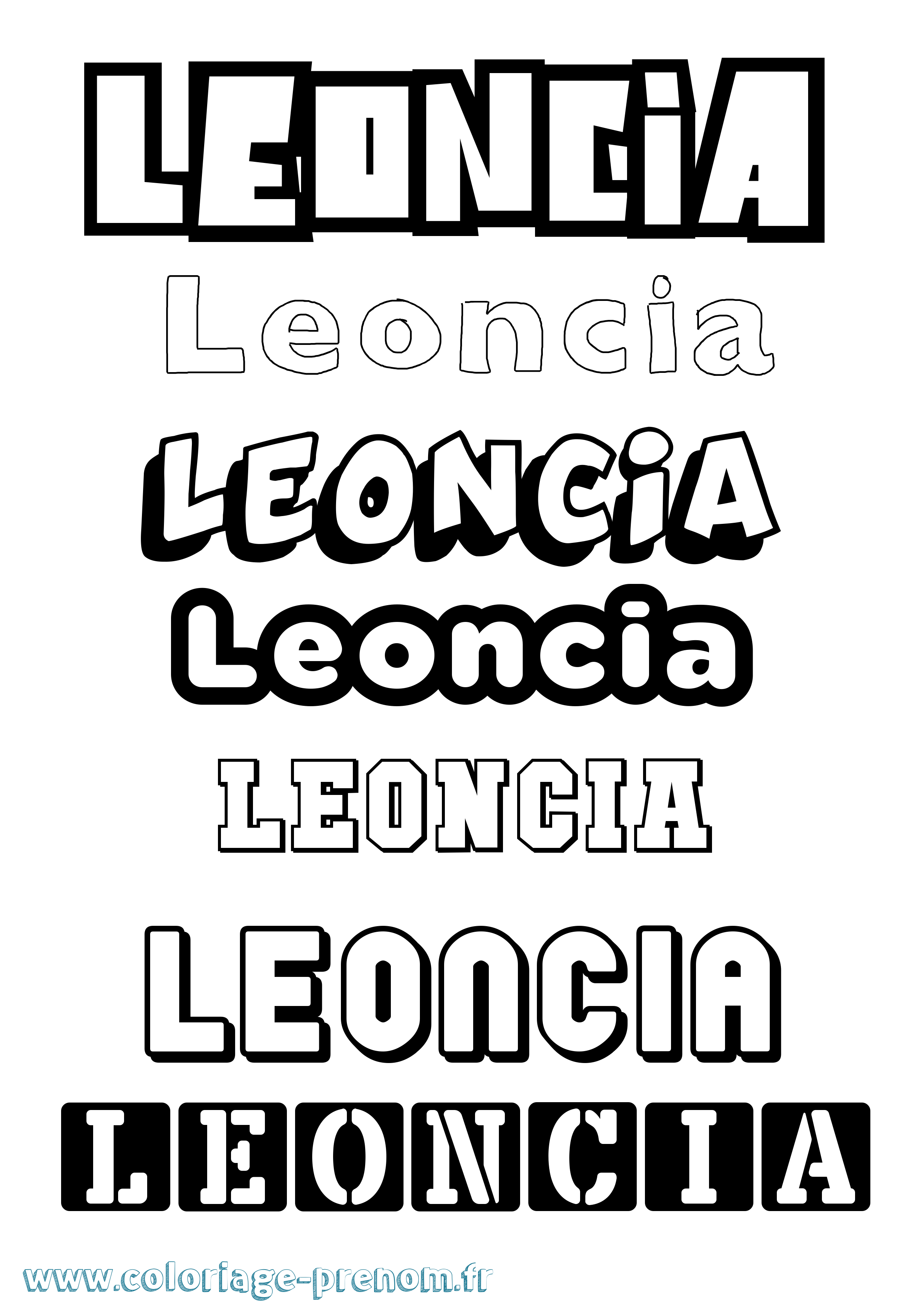 Coloriage Leoncia Simple Coloriage prénom Leoncia Simple