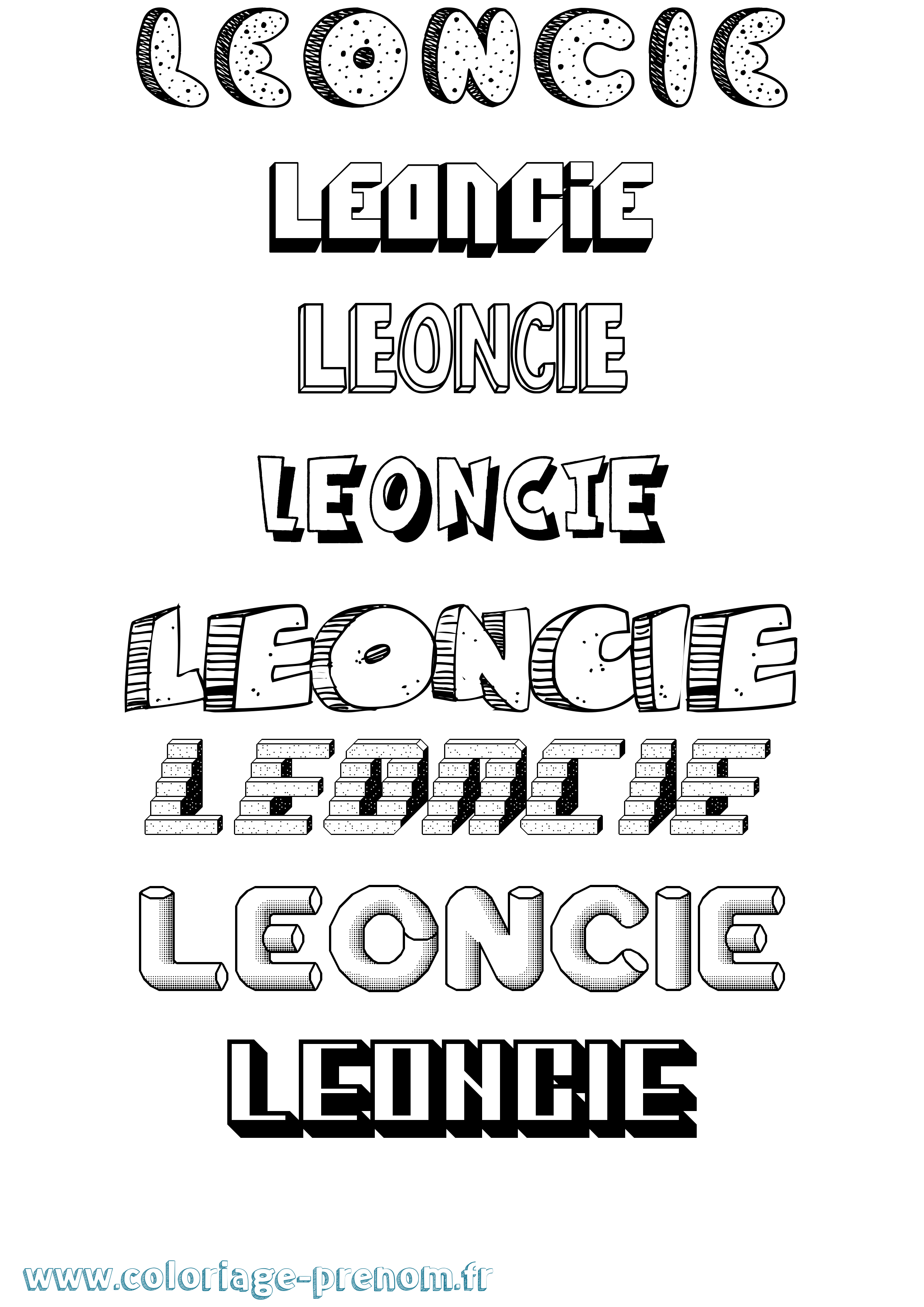 Coloriage Leoncie Effet 3D Coloriage prénom Leoncie Effet 3D