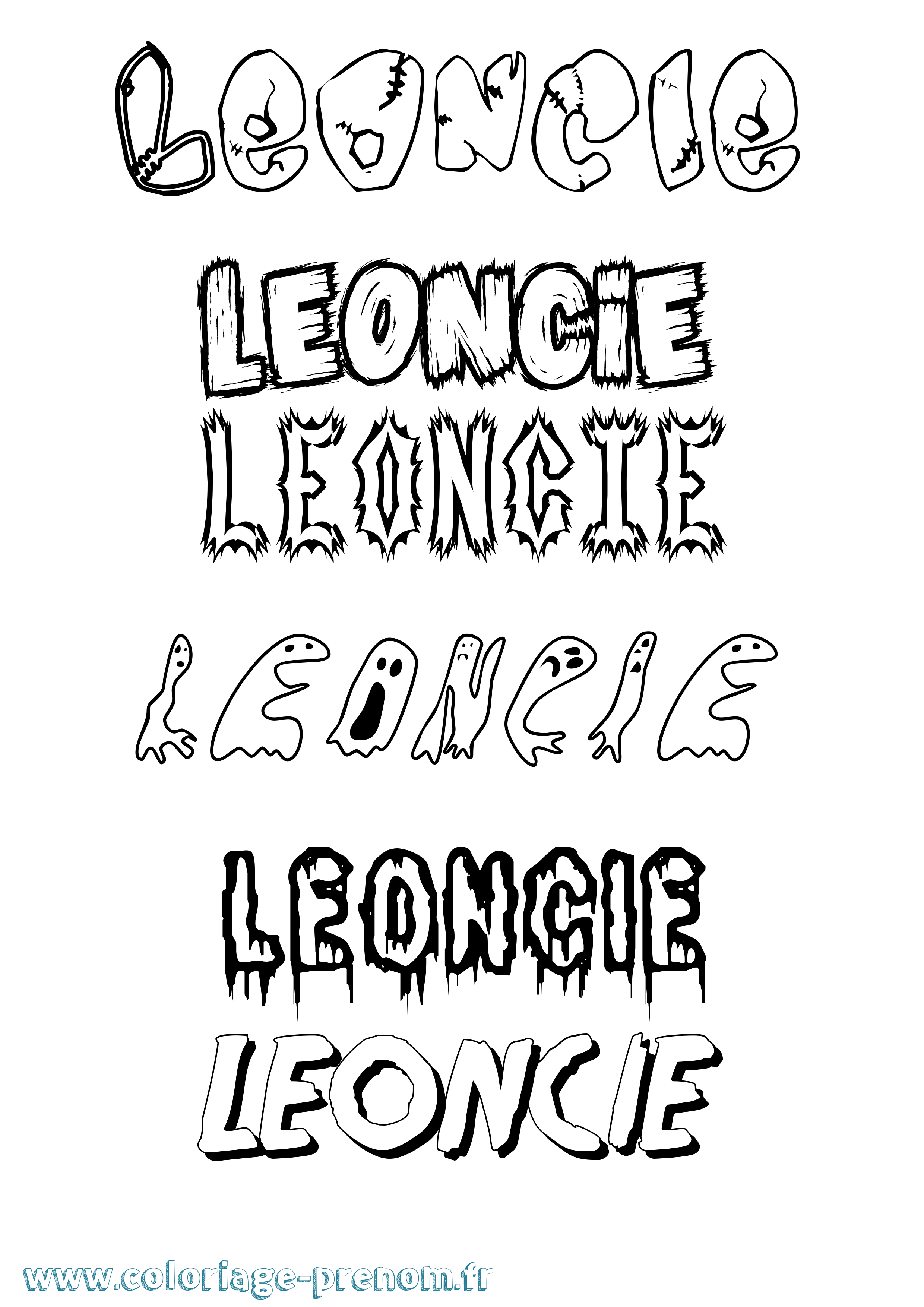 Coloriage Leoncie Frisson Coloriage prénom Leoncie Frisson