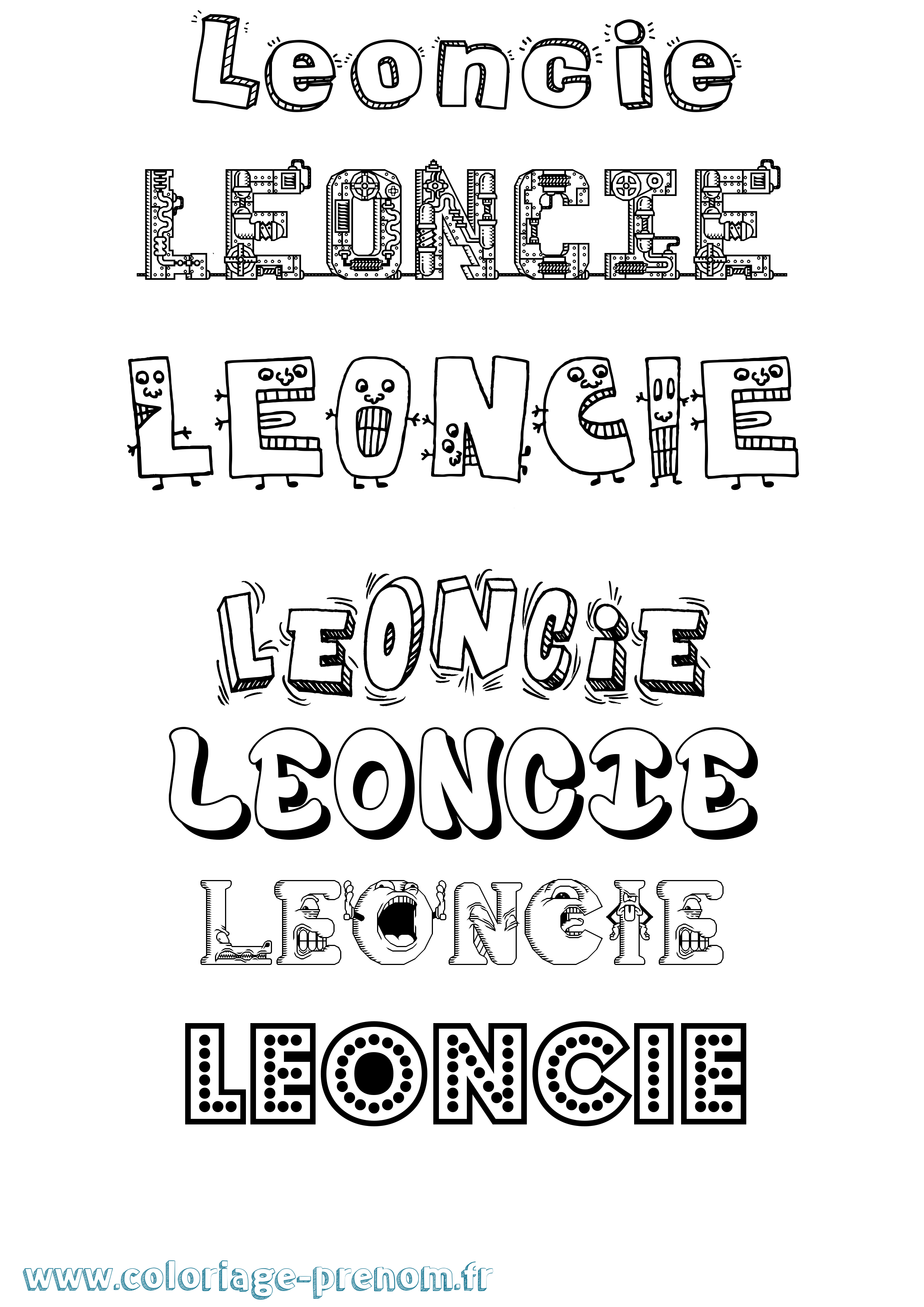 Coloriage Leoncie Fun Coloriage prénom Leoncie Fun