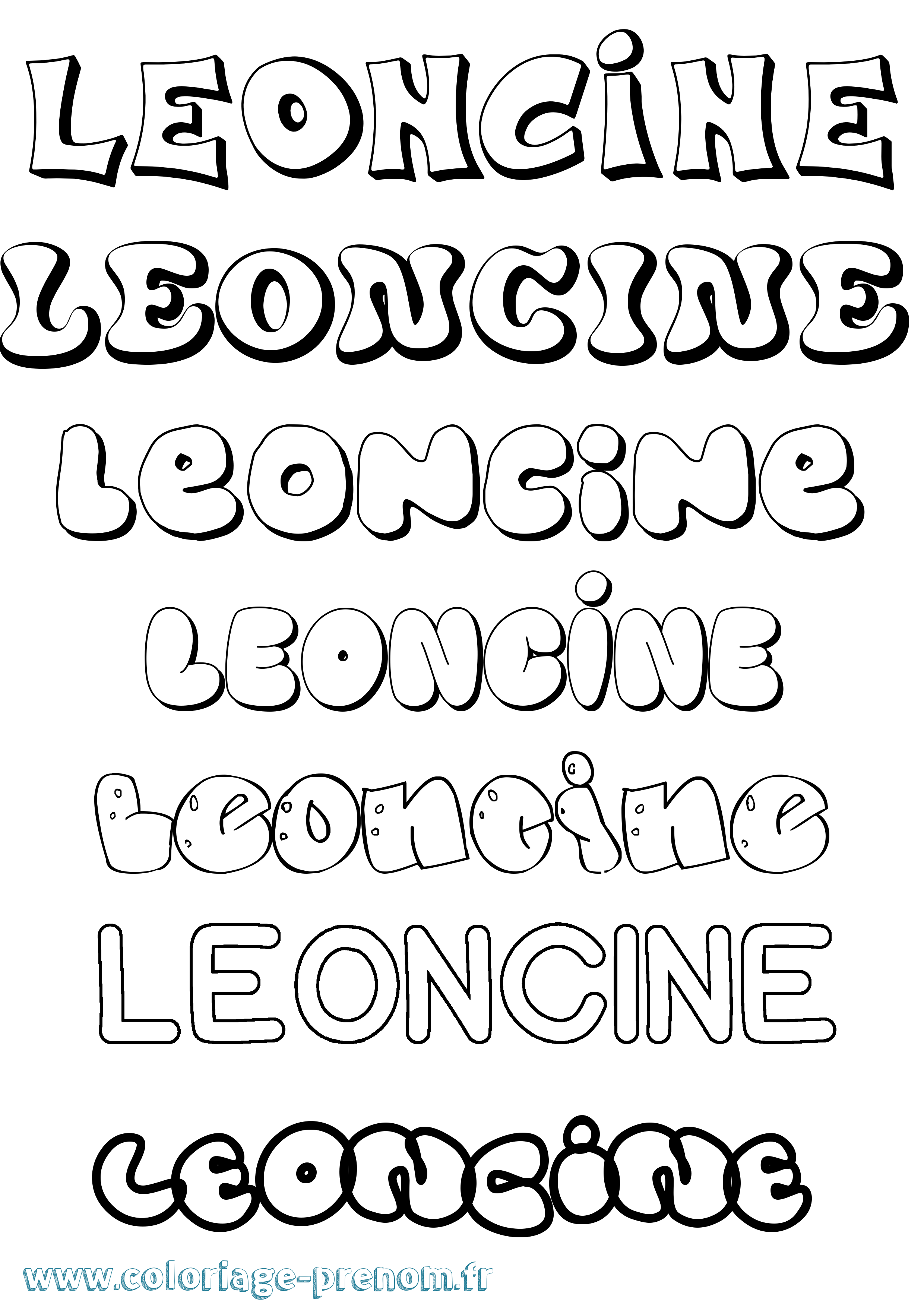 Coloriage Leoncine Bubble Coloriage prénom Leoncine Bubble