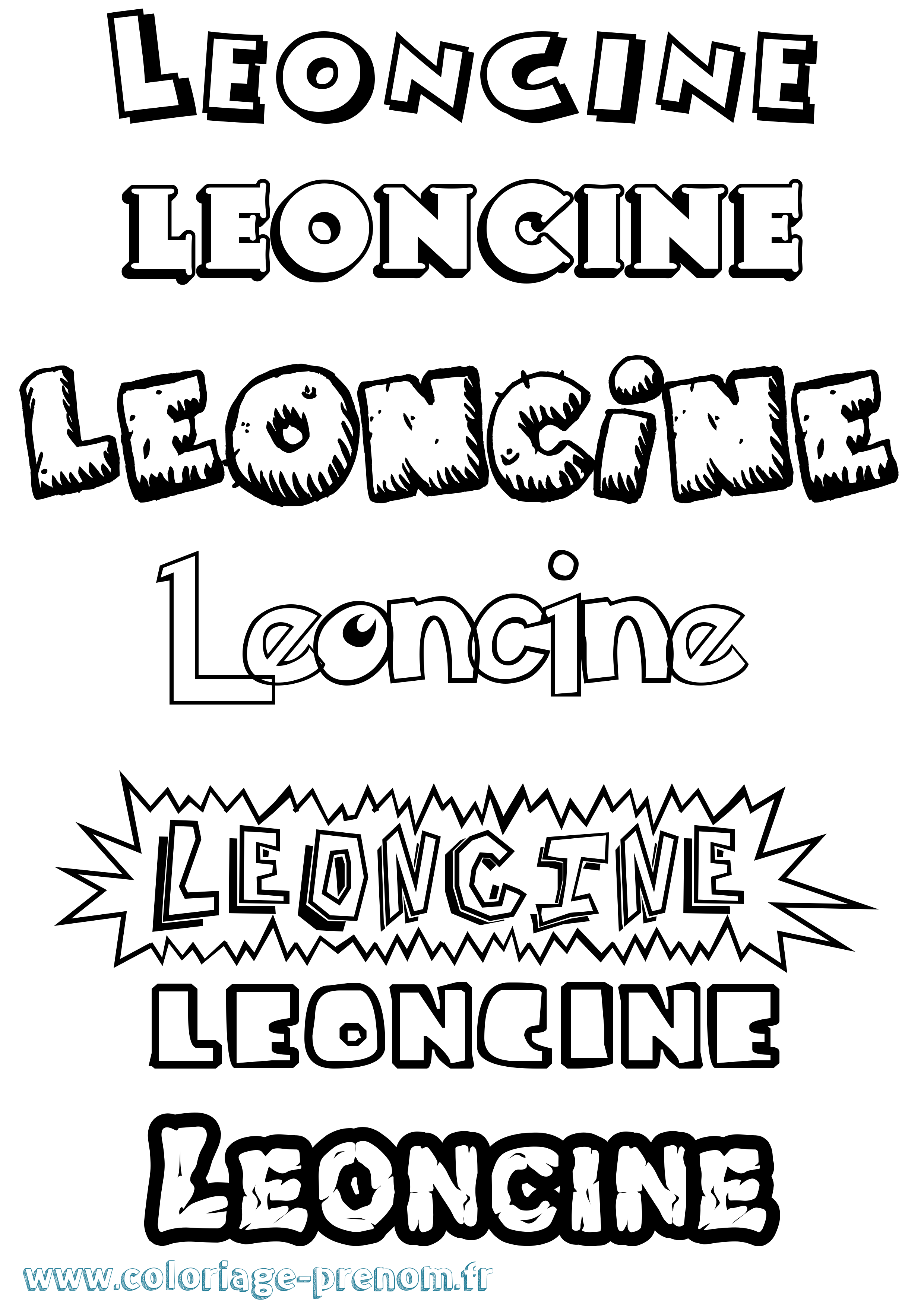 Coloriage Leoncine Dessin Animé Coloriage prénom Leoncine Dessin Animé