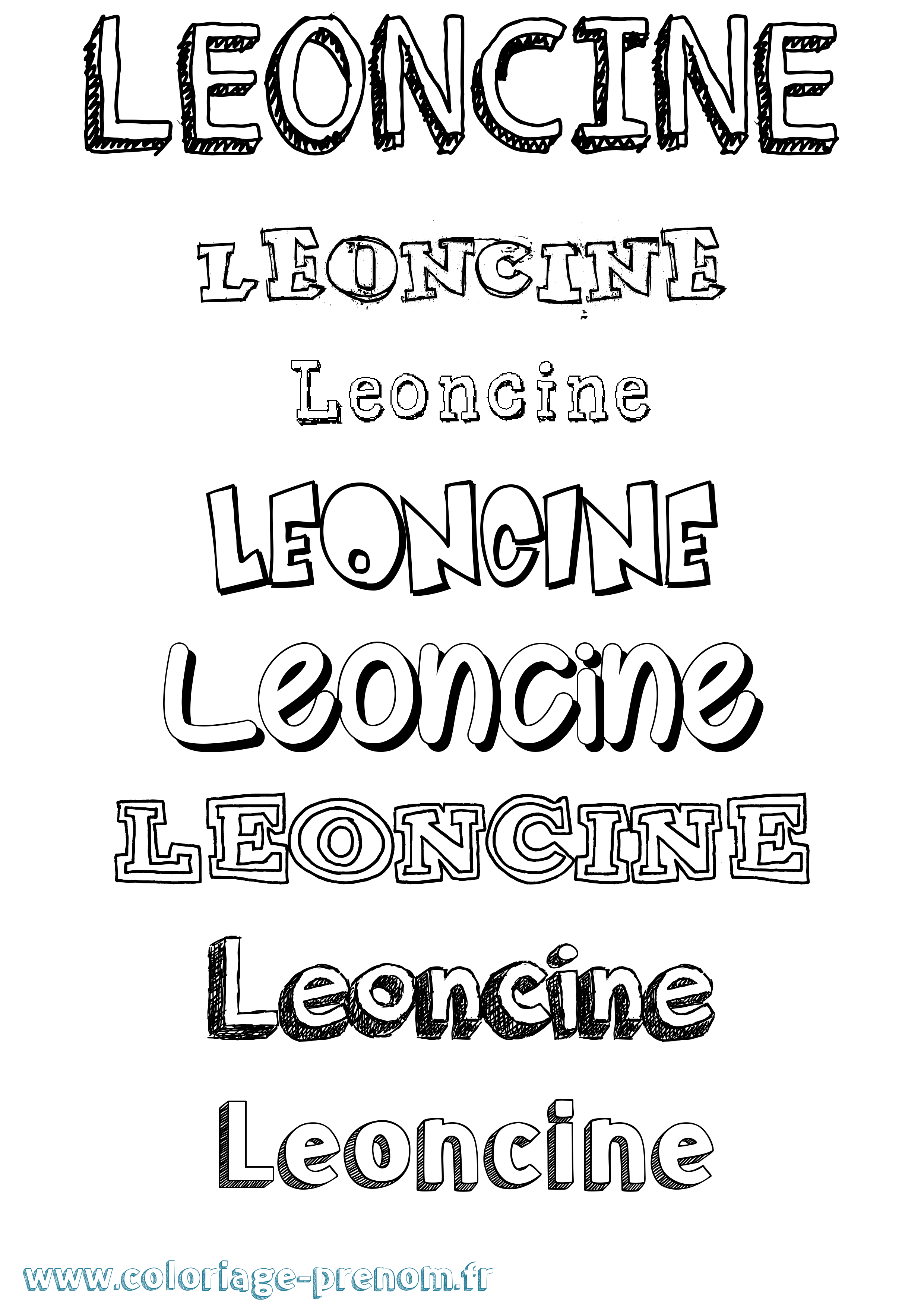 Coloriage Leoncine Dessiné Coloriage prénom Leoncine Dessiné