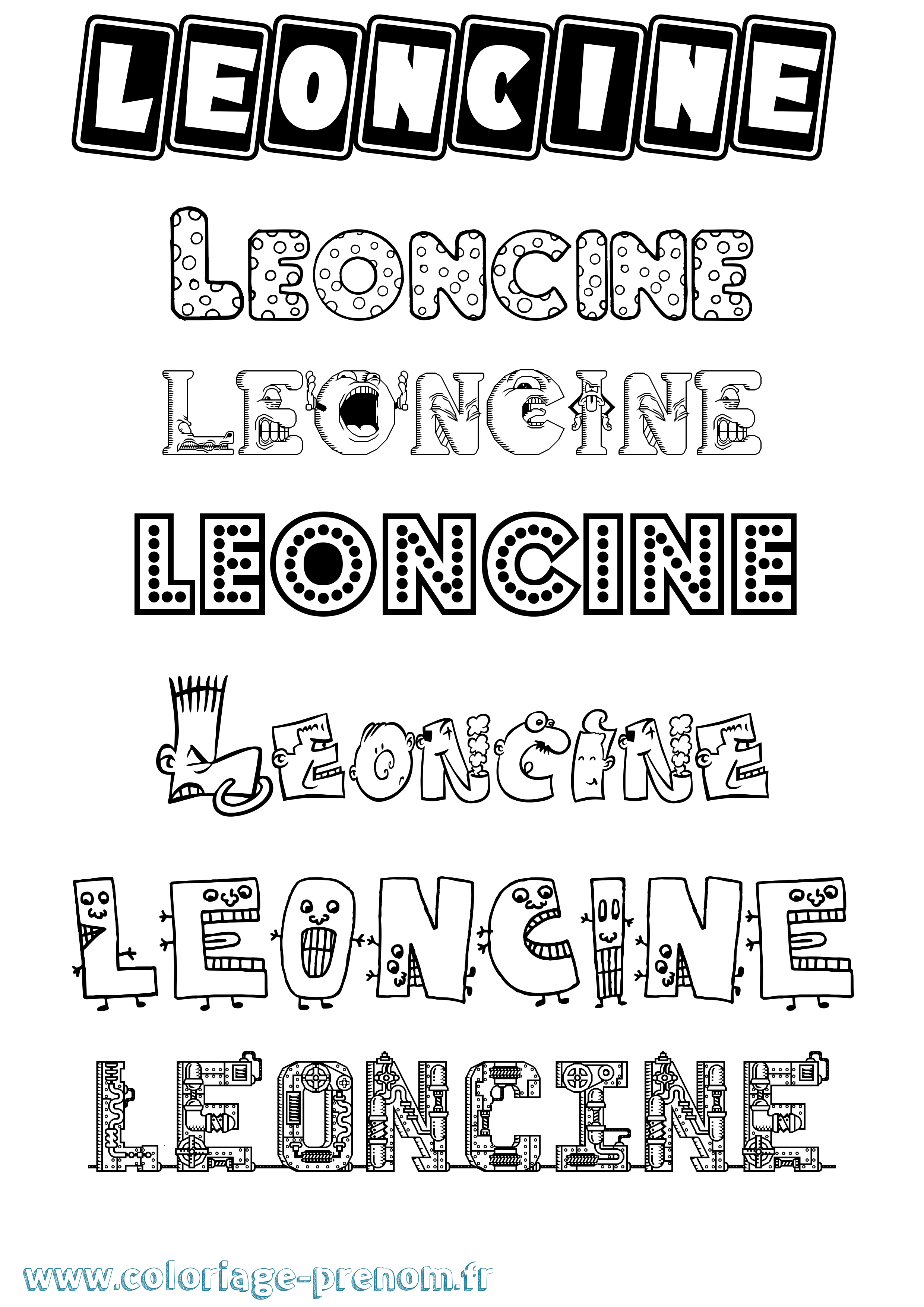 Coloriage Leoncine Fun Coloriage prénom Leoncine Fun