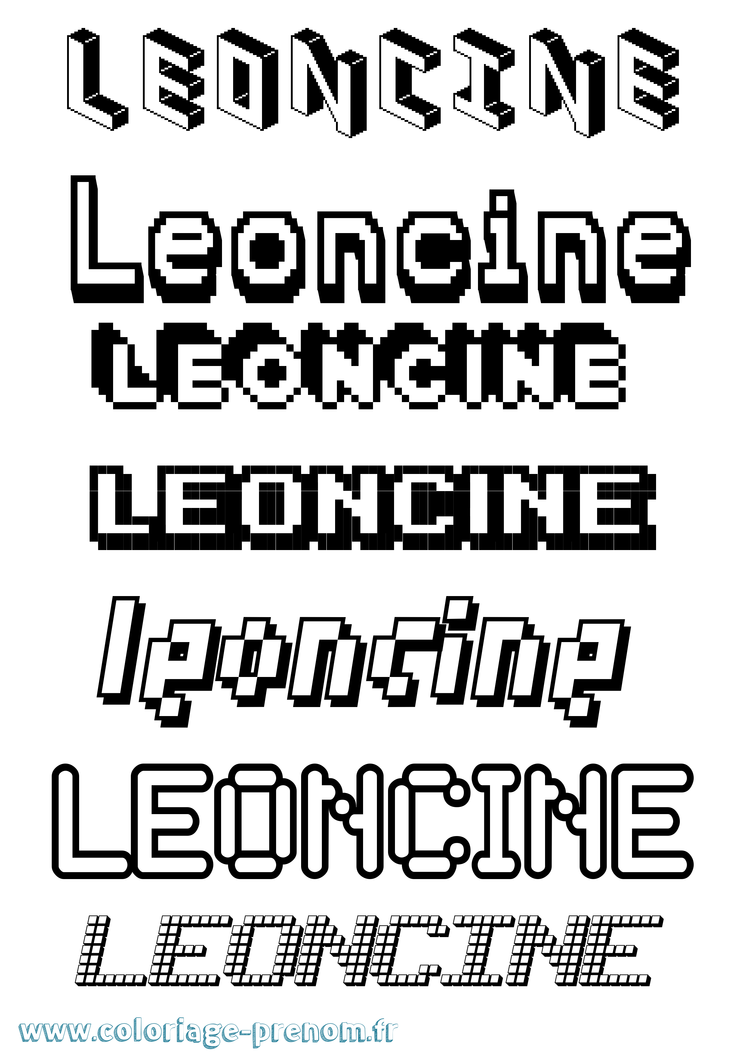 Coloriage Leoncine Pixel Coloriage prénom Leoncine Pixel