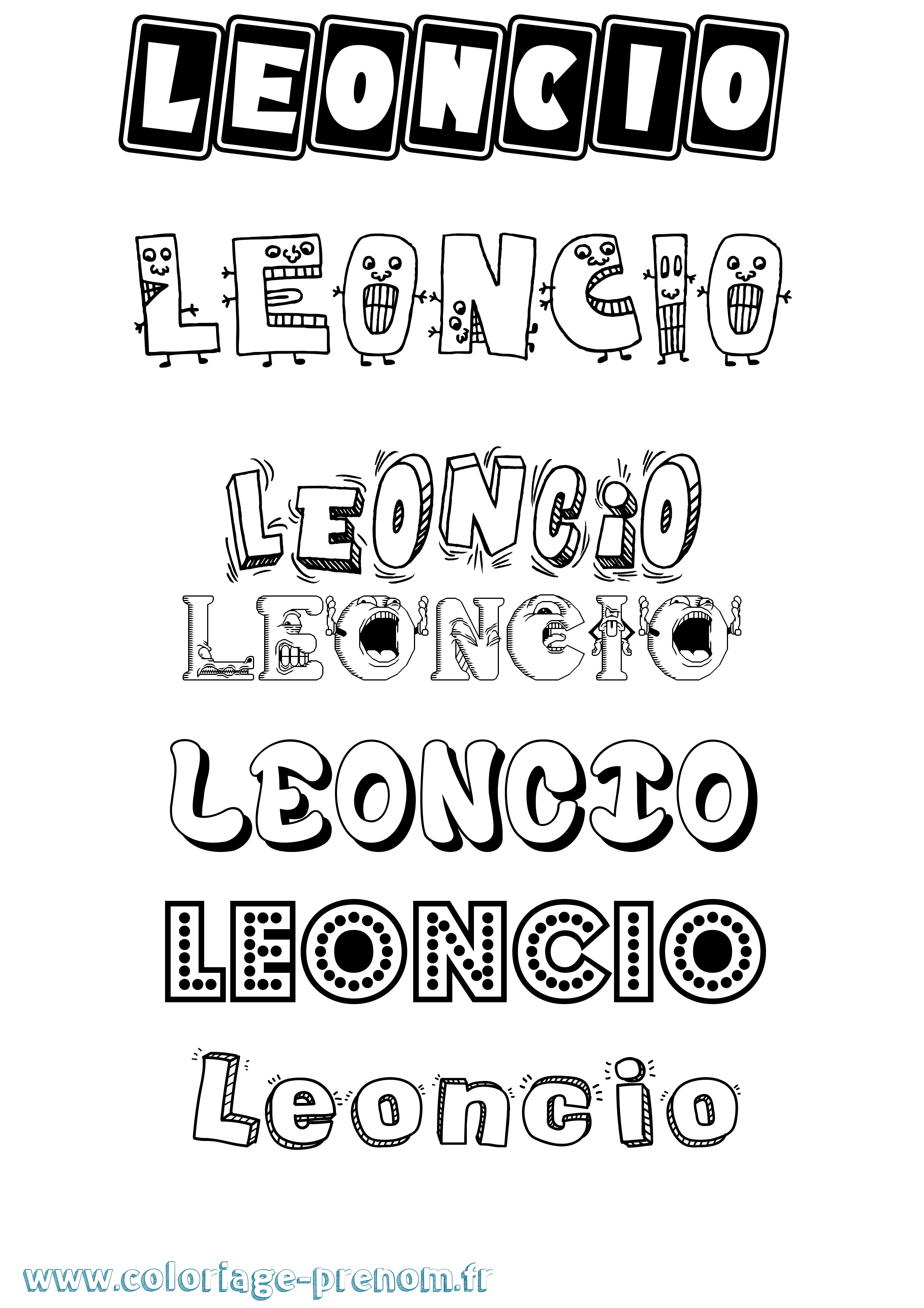 Coloriage Leoncio Fun Coloriage prénom Leoncio Fun