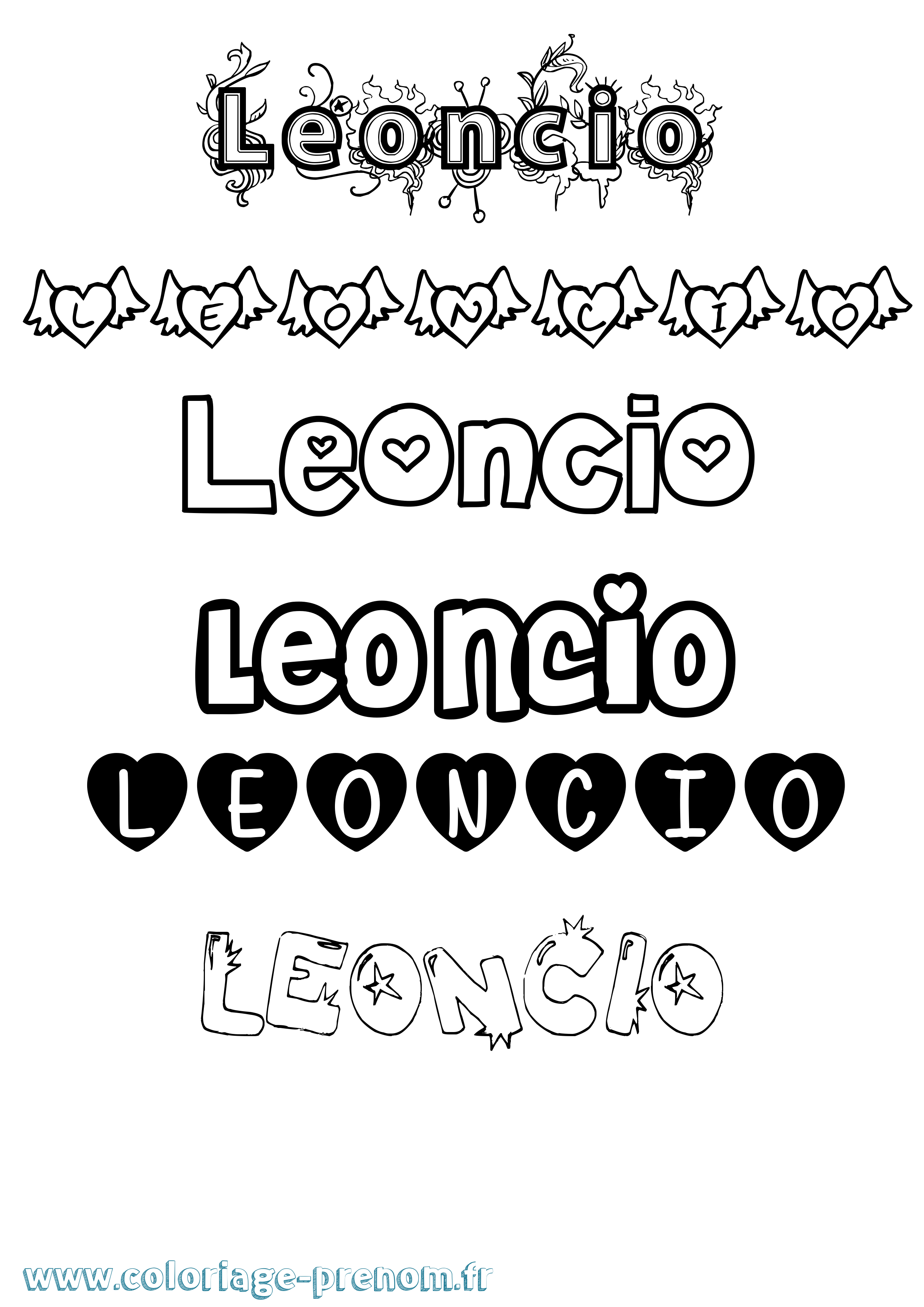 Coloriage Leoncio Girly Coloriage prénom Leoncio Girly
