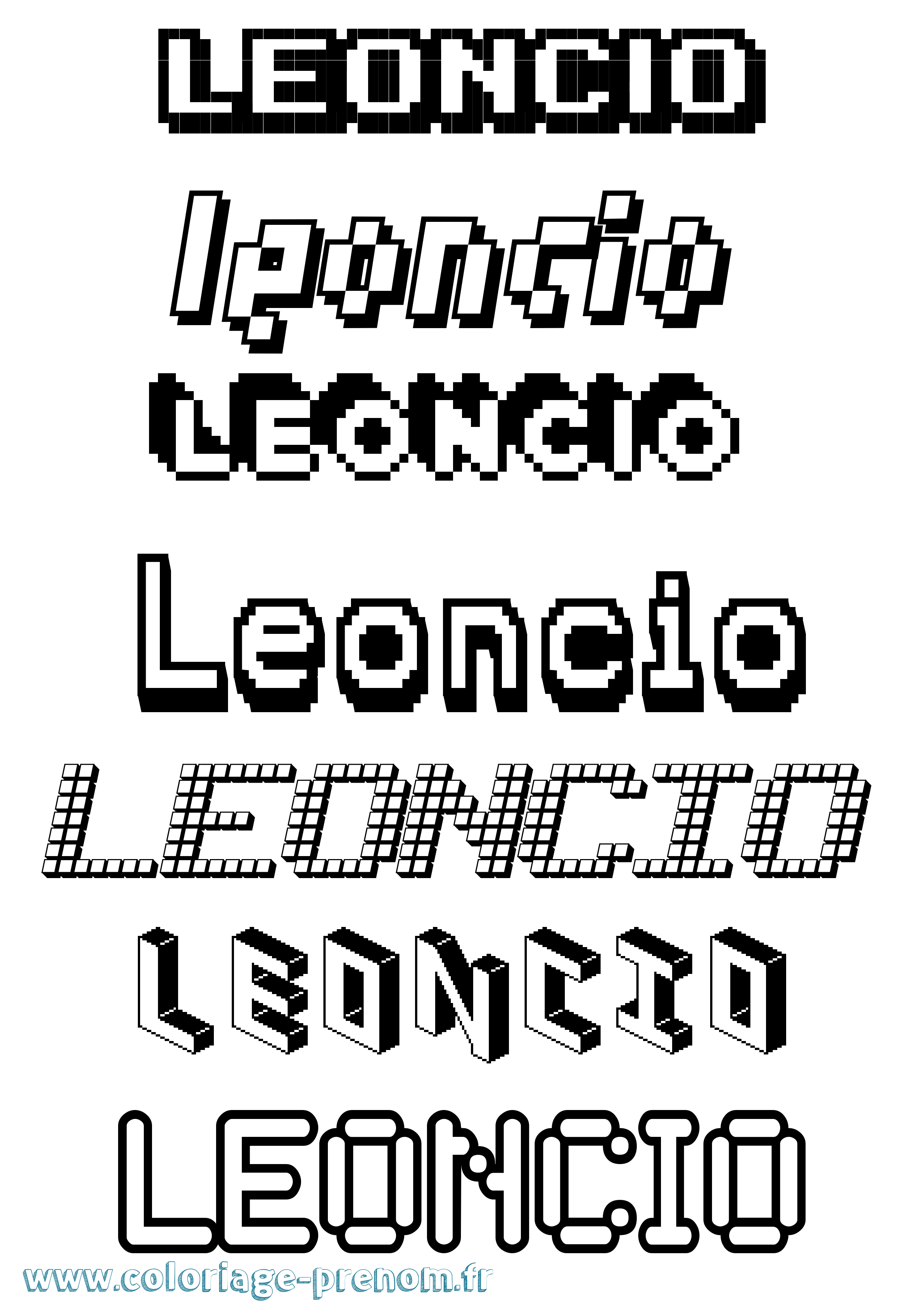 Coloriage Leoncio Pixel Coloriage prénom Leoncio Pixel