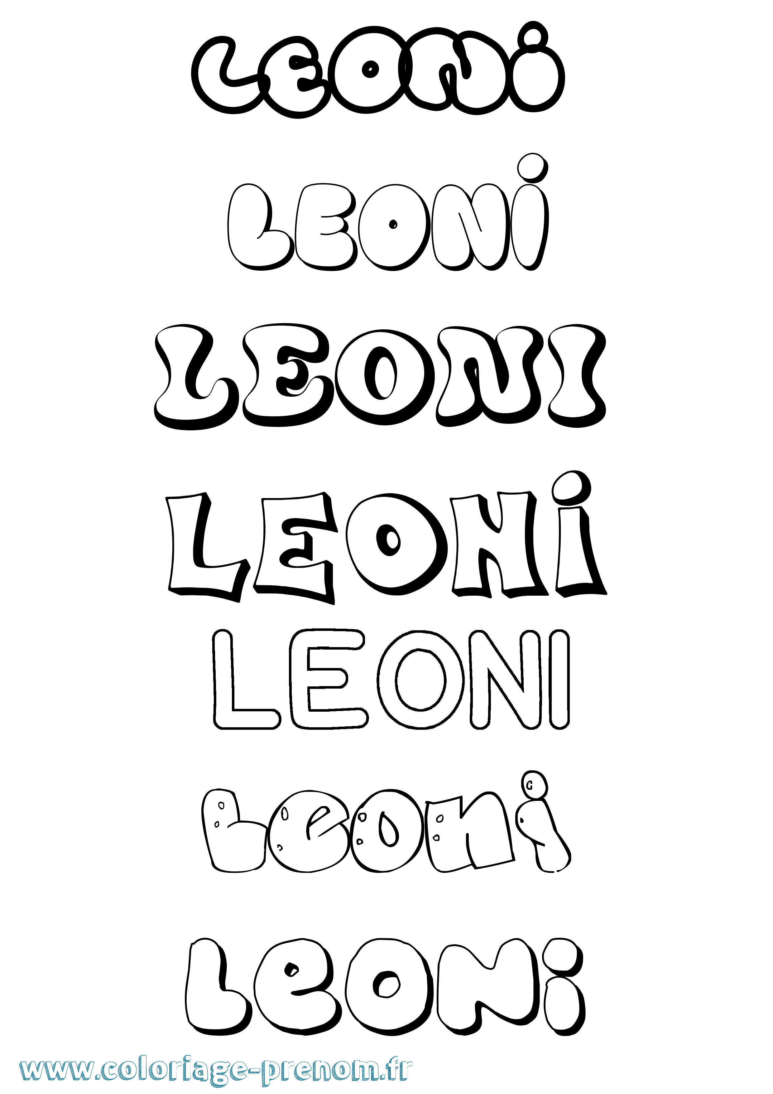 Coloriage Leoni Bubble Coloriage prénom Leoni Bubble