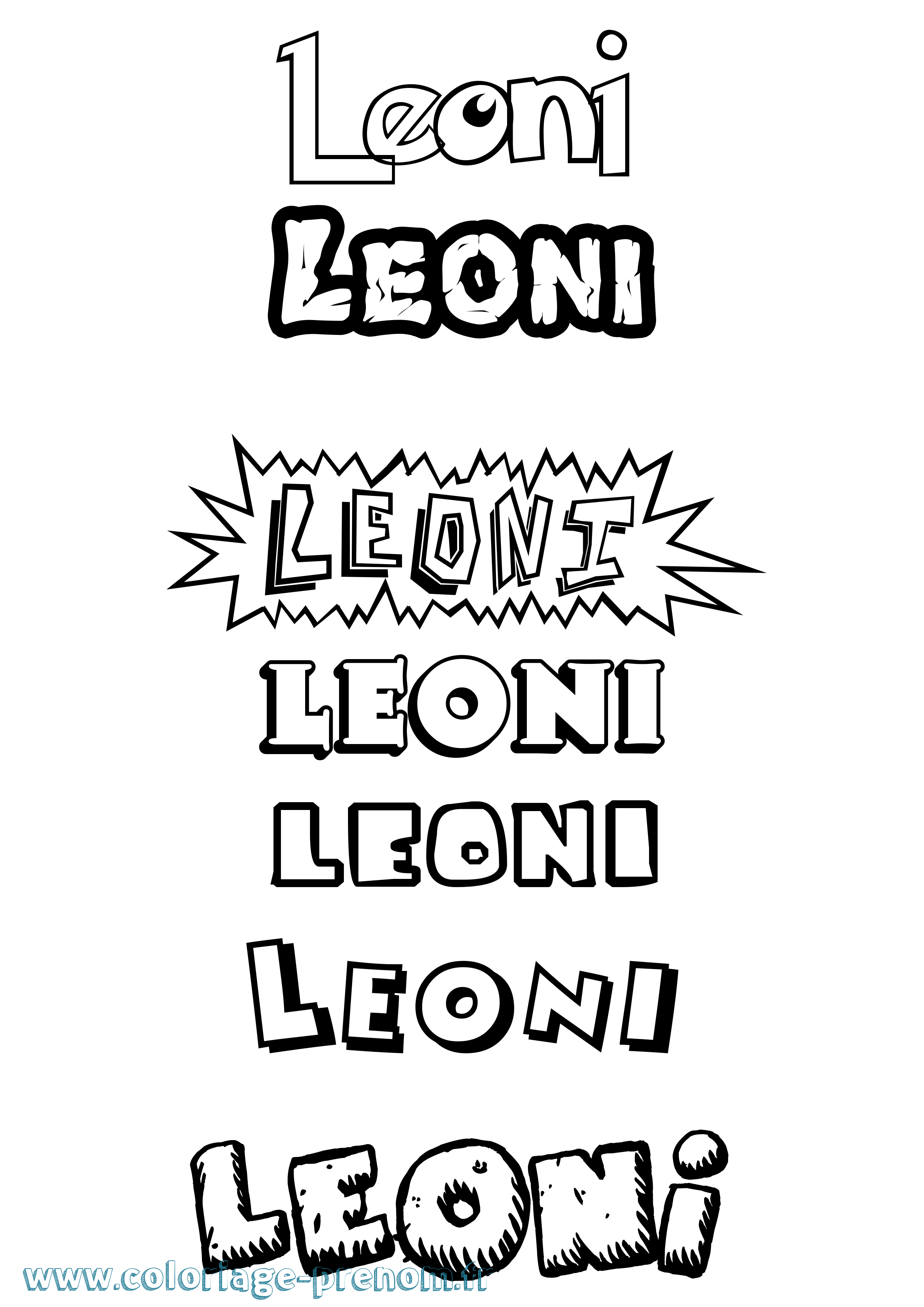 Coloriage Leoni Dessin Animé Coloriage prénom Leoni Dessin Animé