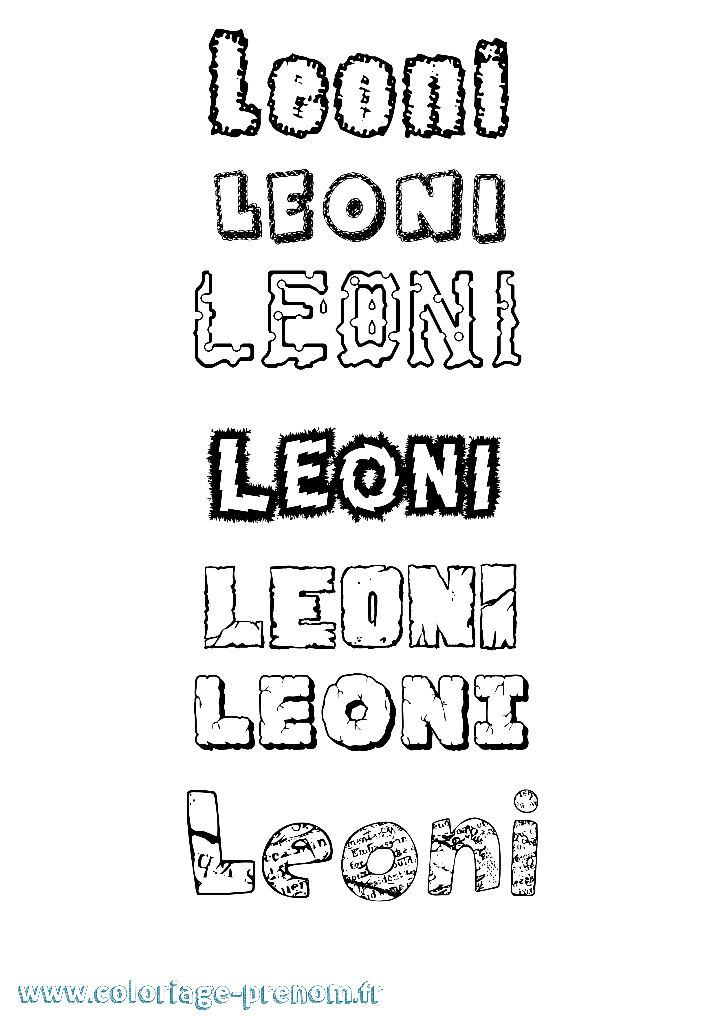 Coloriage Leoni Destructuré Coloriage prénom Leoni Destructuré