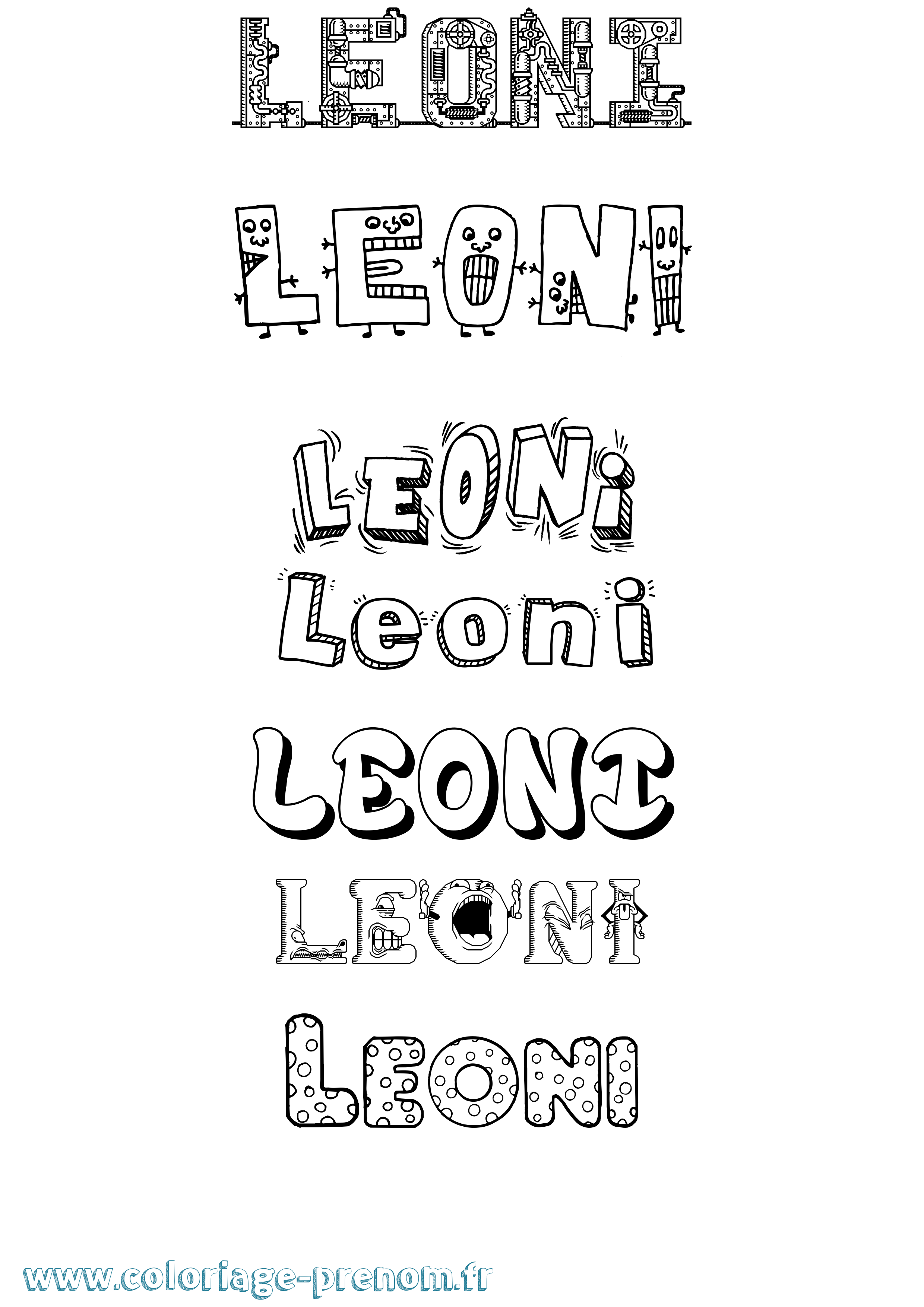 Coloriage Leoni Fun Coloriage prénom Leoni Fun