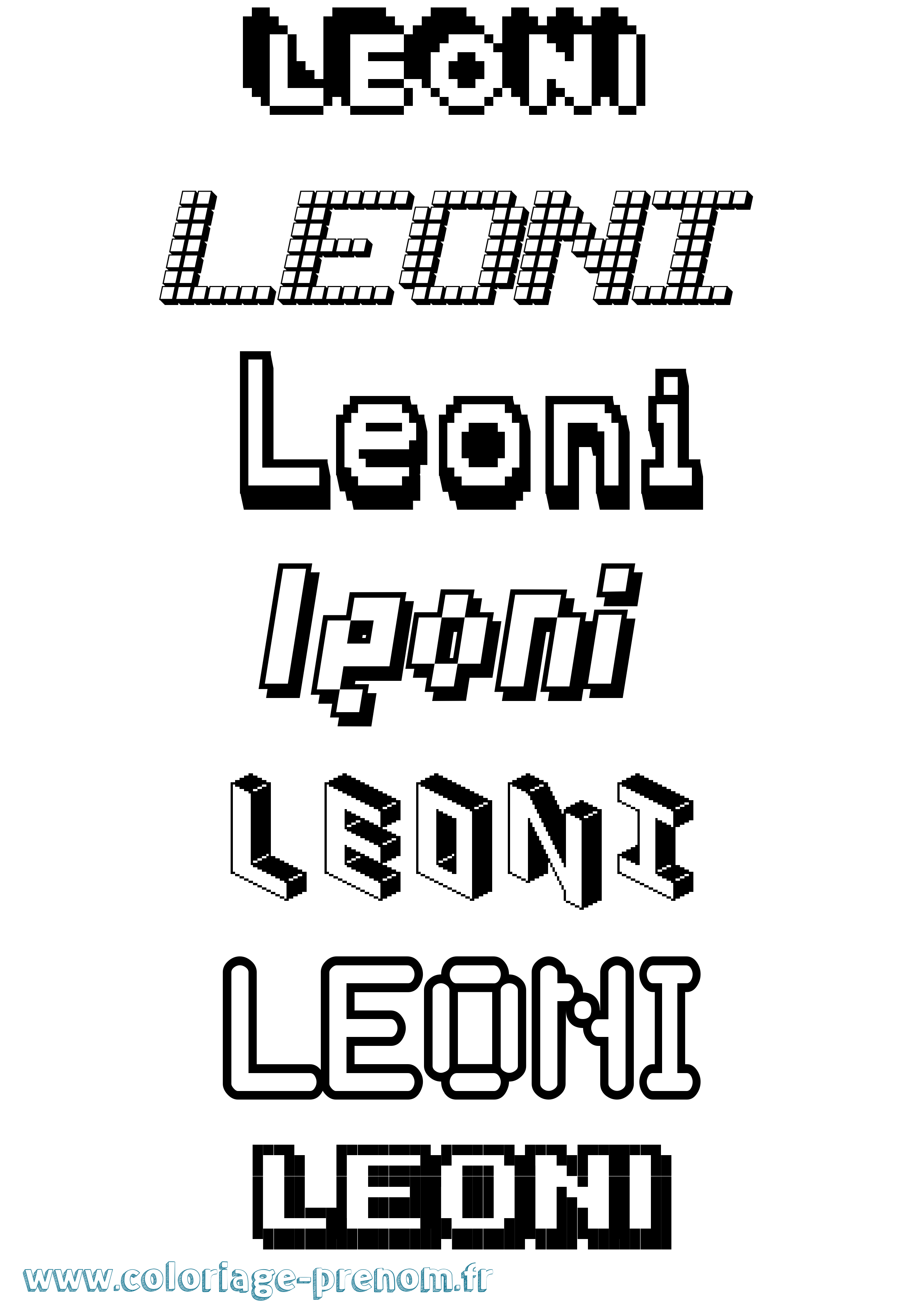 Coloriage Leoni Pixel Coloriage prénom Leoni Pixel