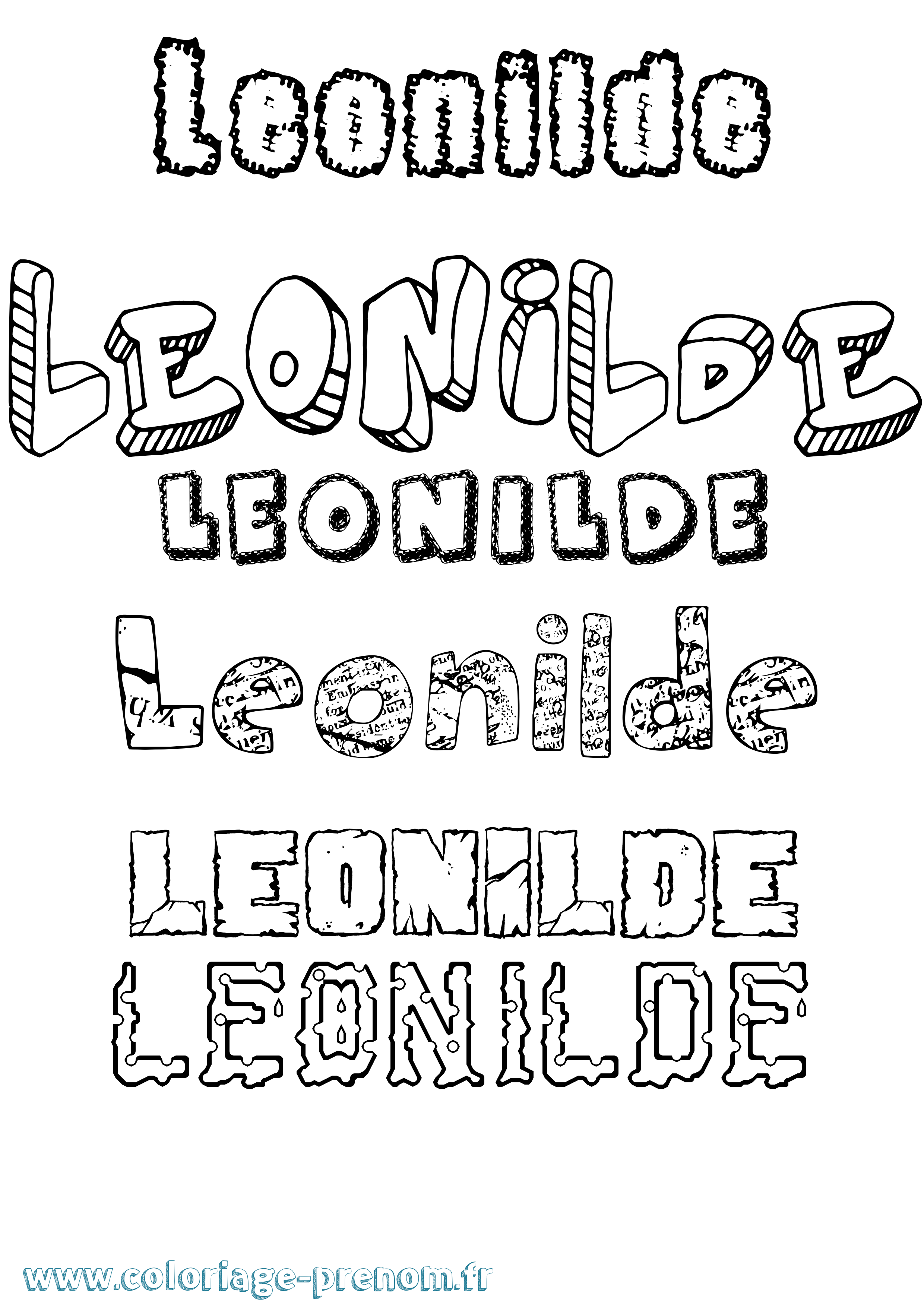 Coloriage Leonilde Destructuré Coloriage prénom Leonilde Destructuré