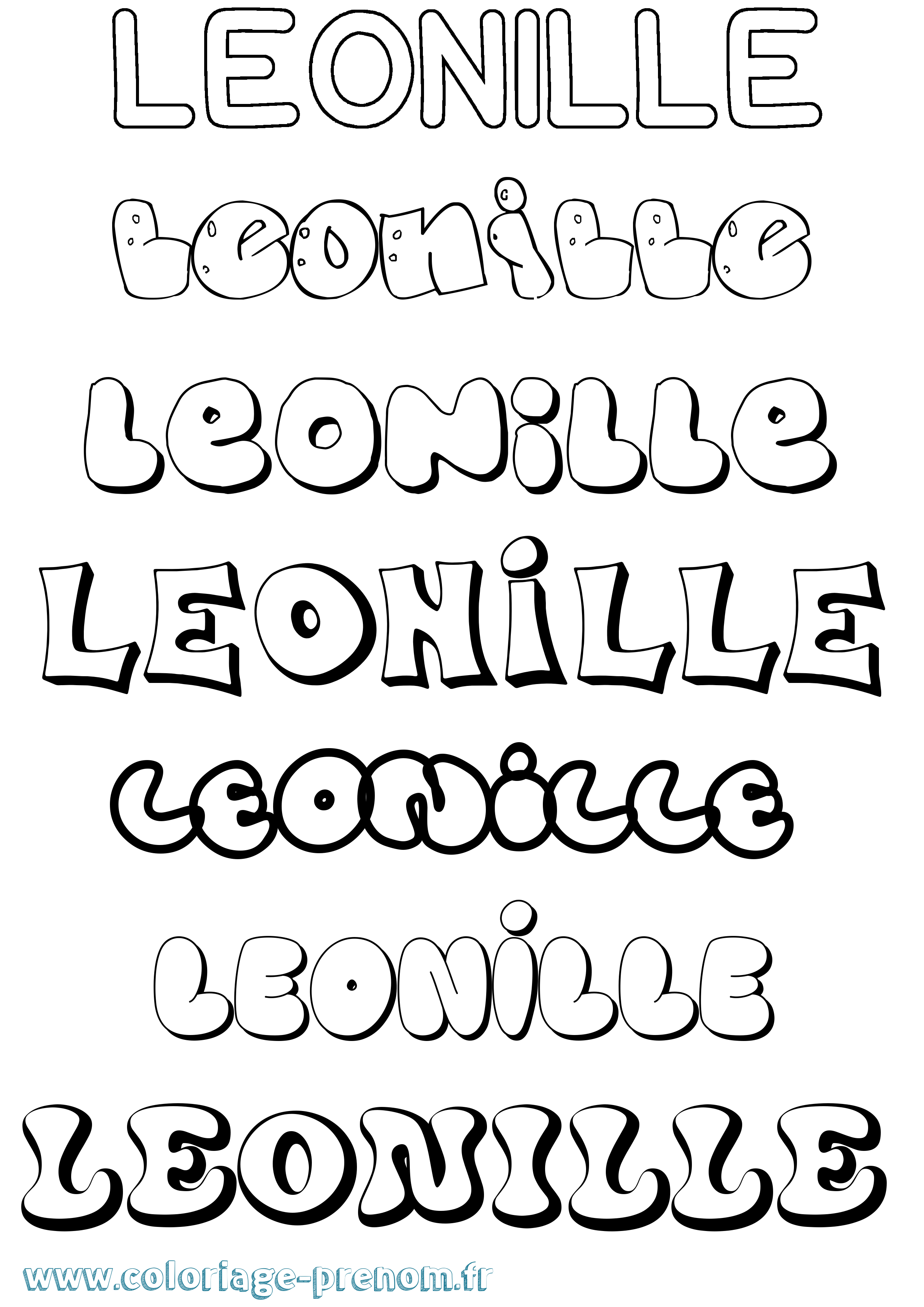 Coloriage Leonille Bubble Coloriage prénom Leonille Bubble