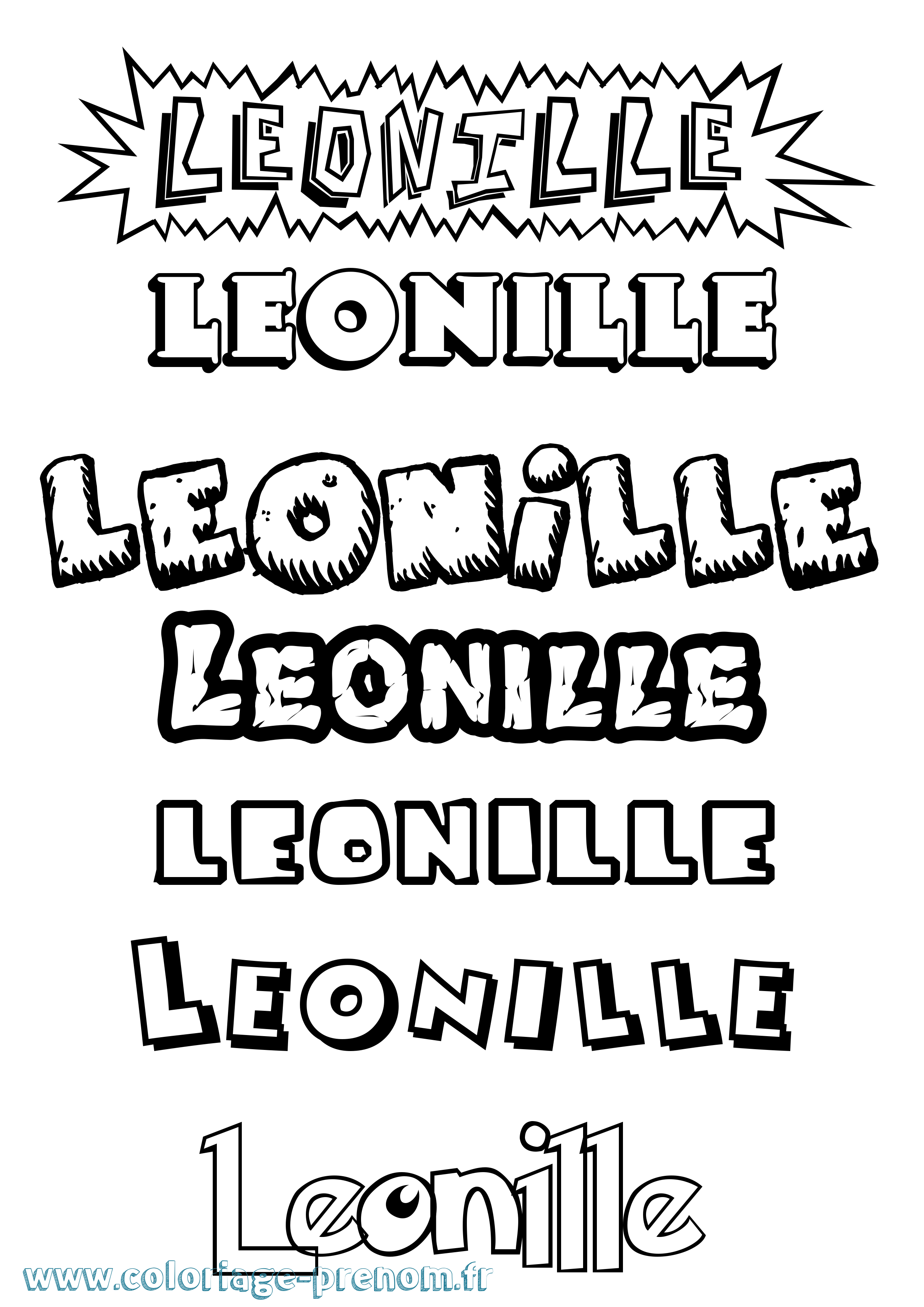 Coloriage Leonille Dessin Animé Coloriage prénom Leonille Dessin Animé