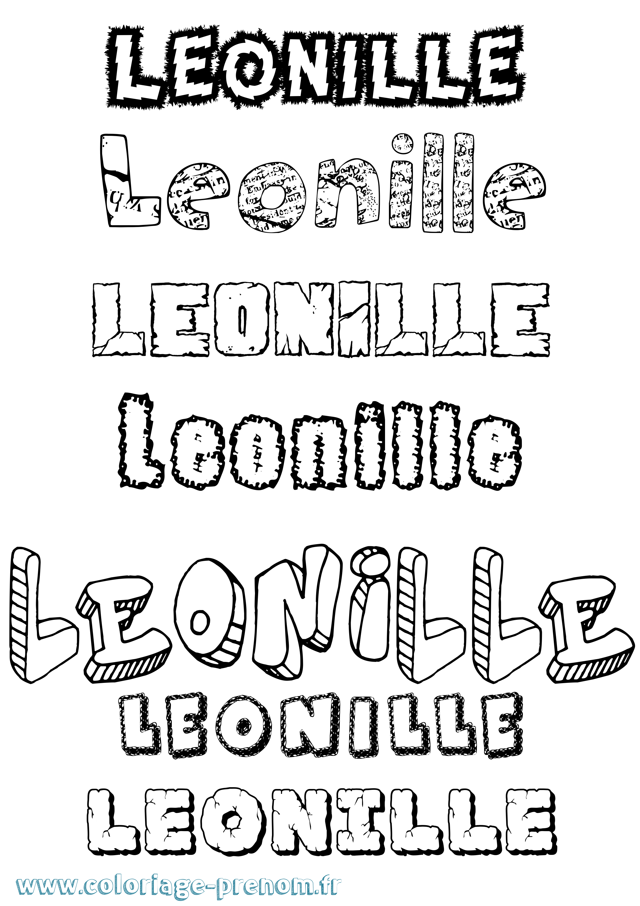 Coloriage Leonille Destructuré Coloriage prénom Leonille Destructuré