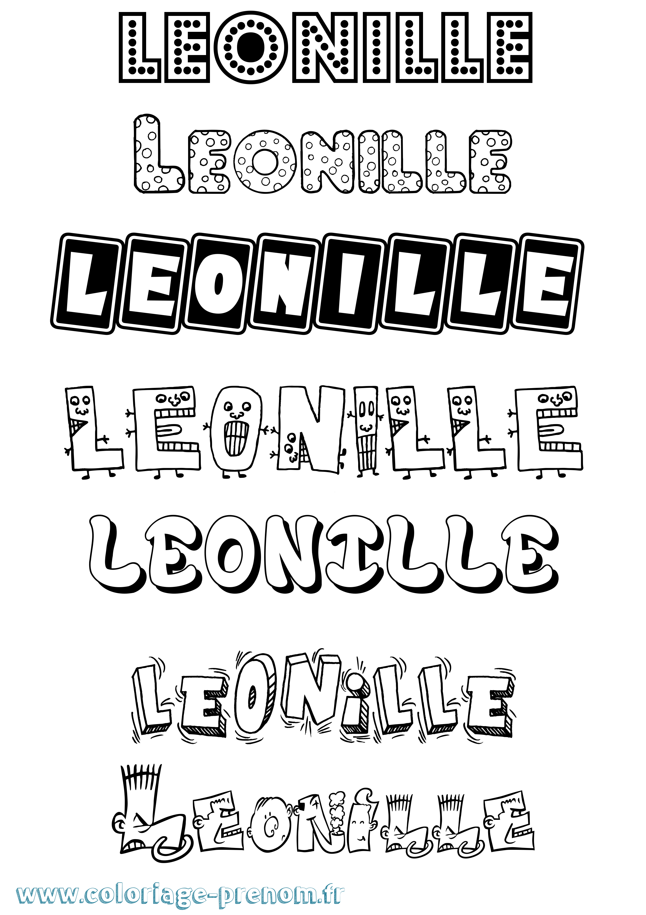 Coloriage Leonille Fun Coloriage prénom Leonille Fun