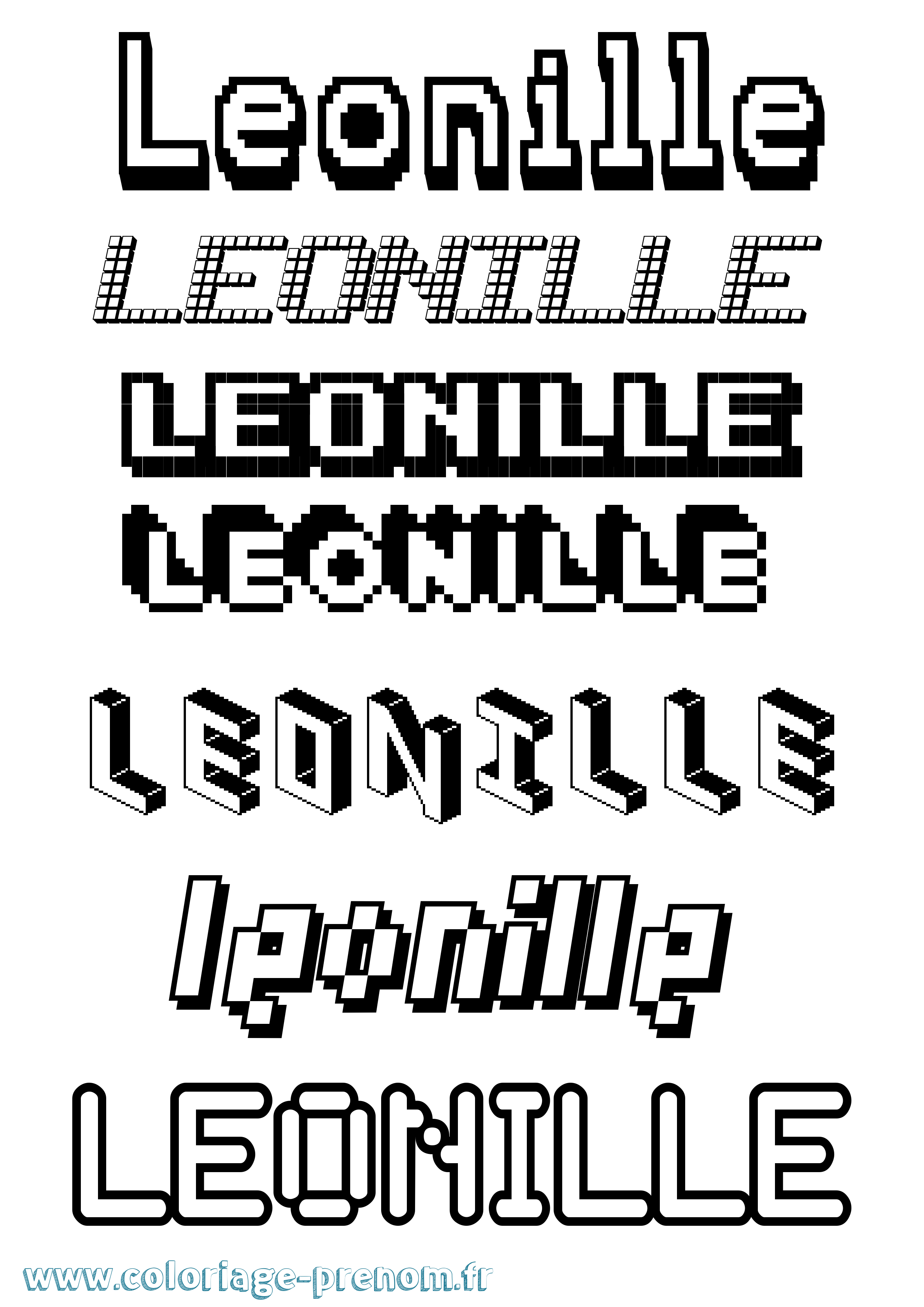 Coloriage Leonille Pixel Coloriage prénom Leonille Pixel