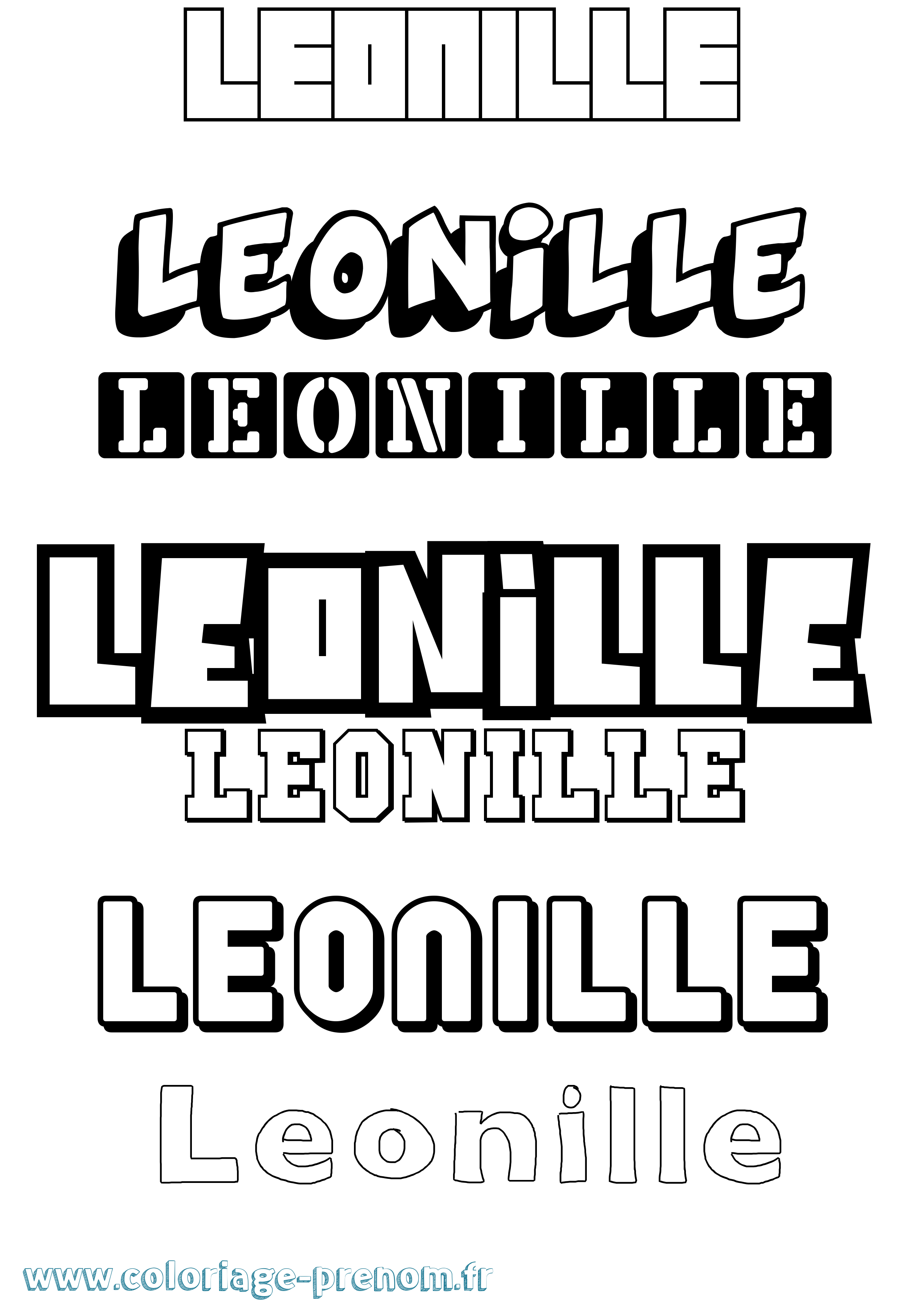 Coloriage Leonille Simple Coloriage prénom Leonille Simple