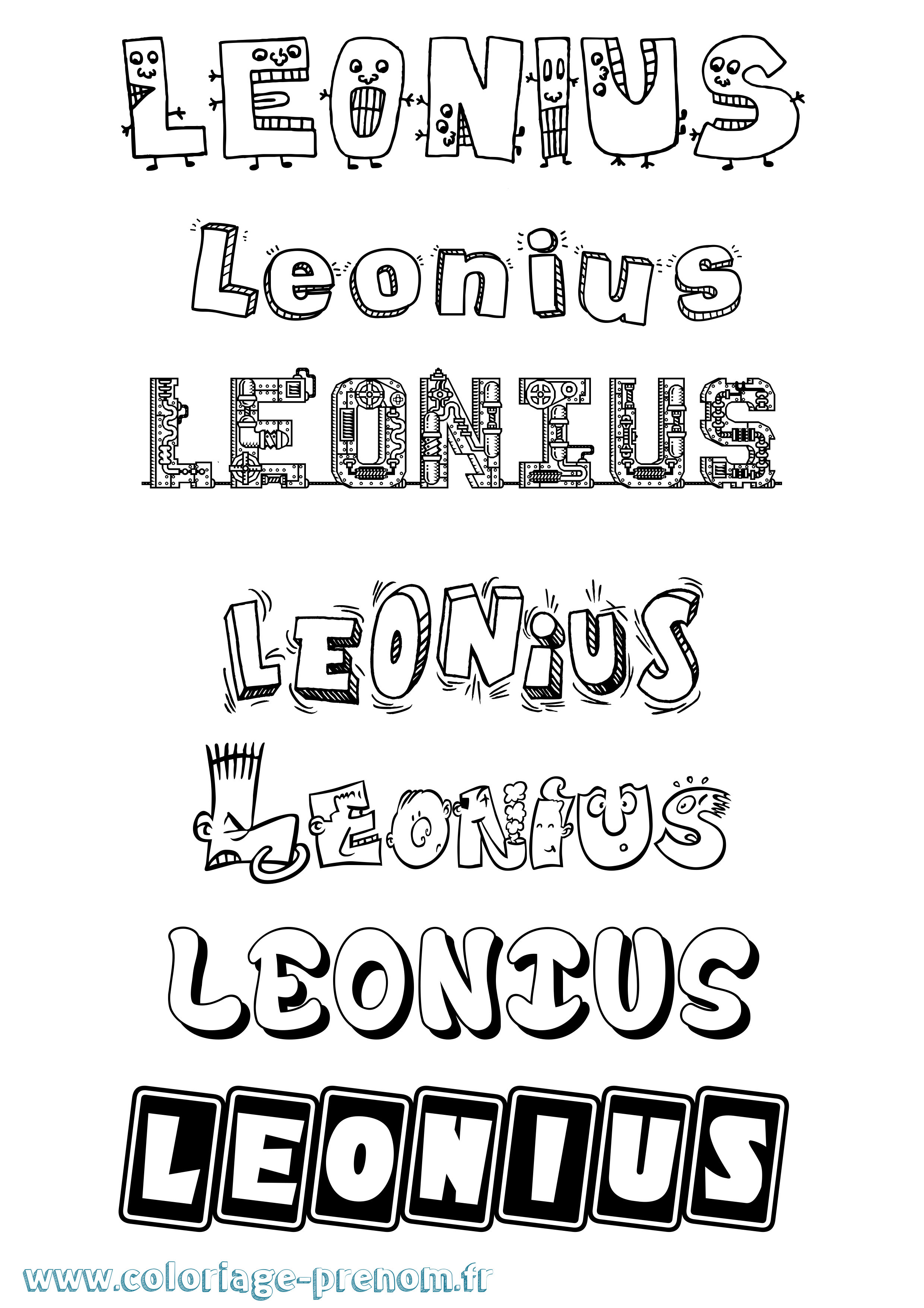 Coloriage Leonius Fun Coloriage prénom Leonius Fun