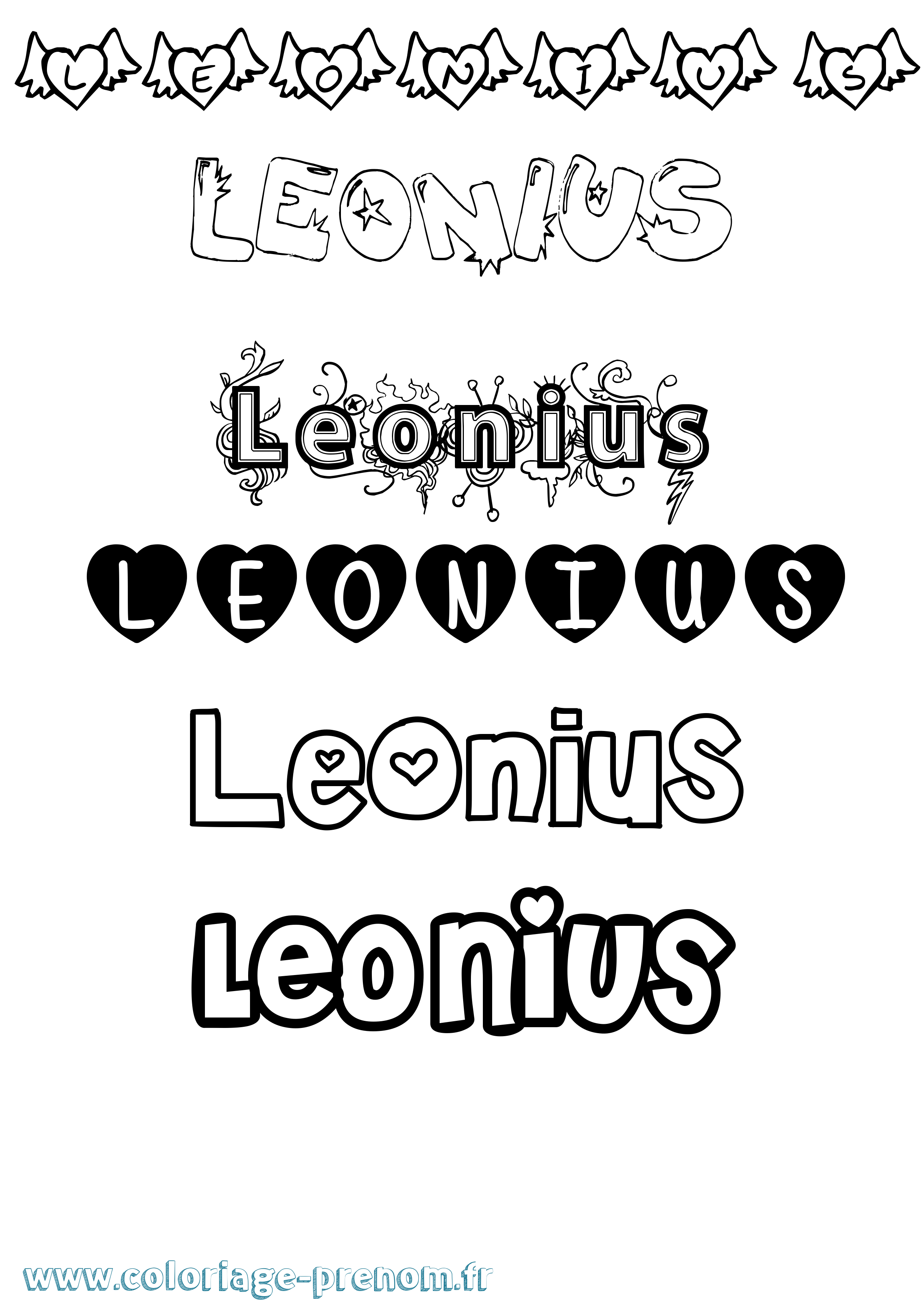 Coloriage Leonius Girly Coloriage prénom Leonius Girly