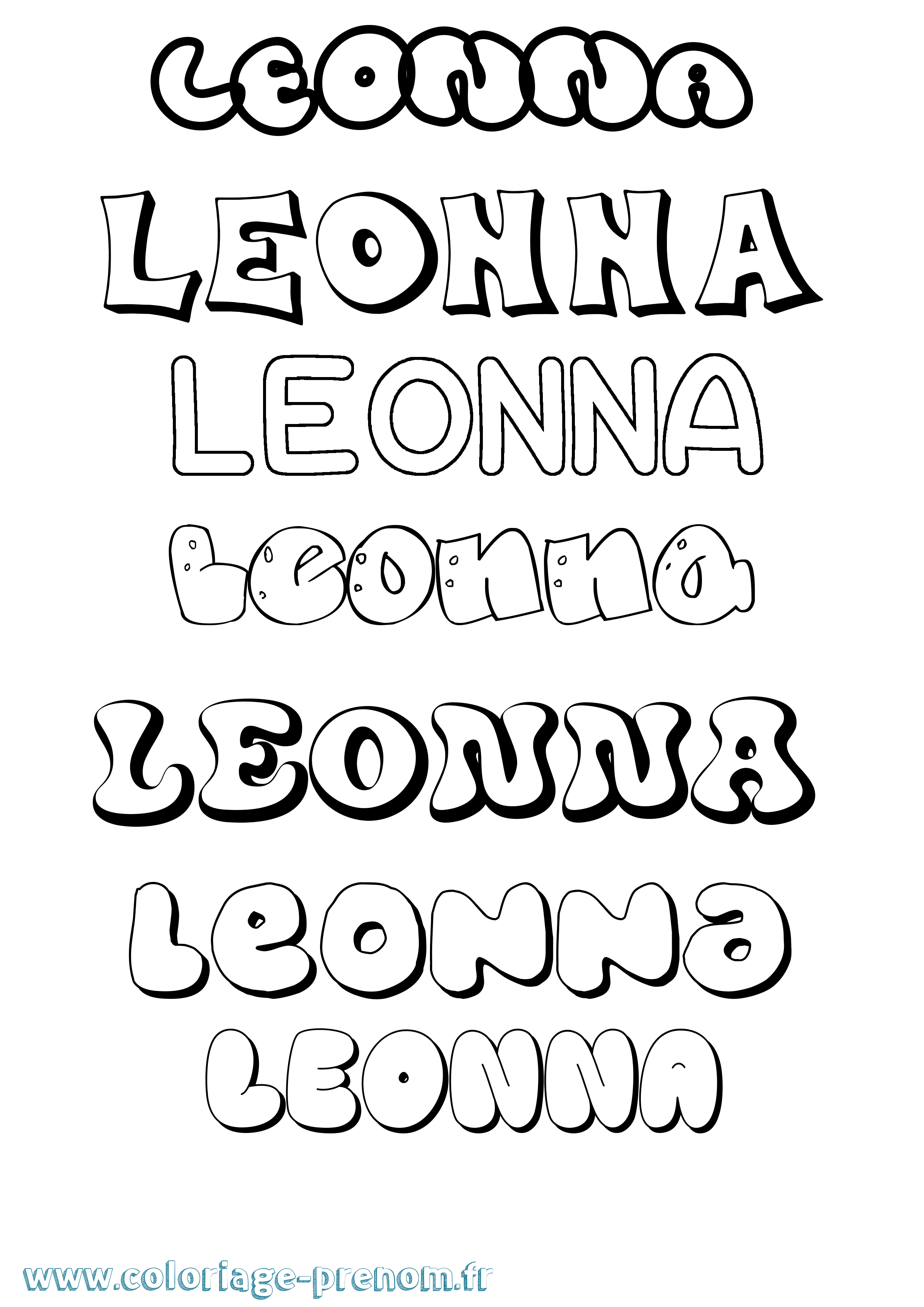 Coloriage Leonna Bubble Coloriage prénom Leonna Bubble