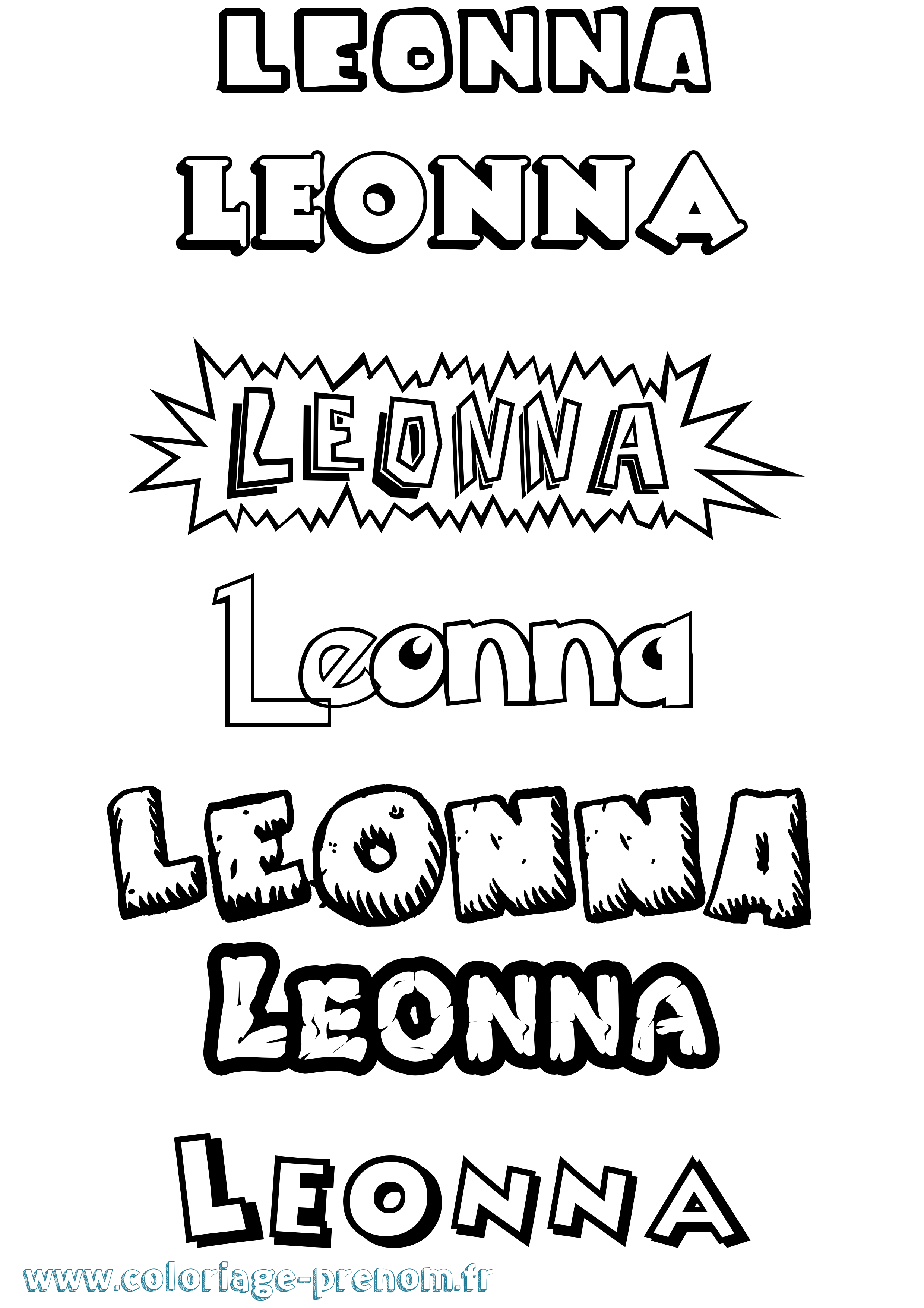 Coloriage Leonna Dessin Animé Coloriage prénom Leonna Dessin Animé