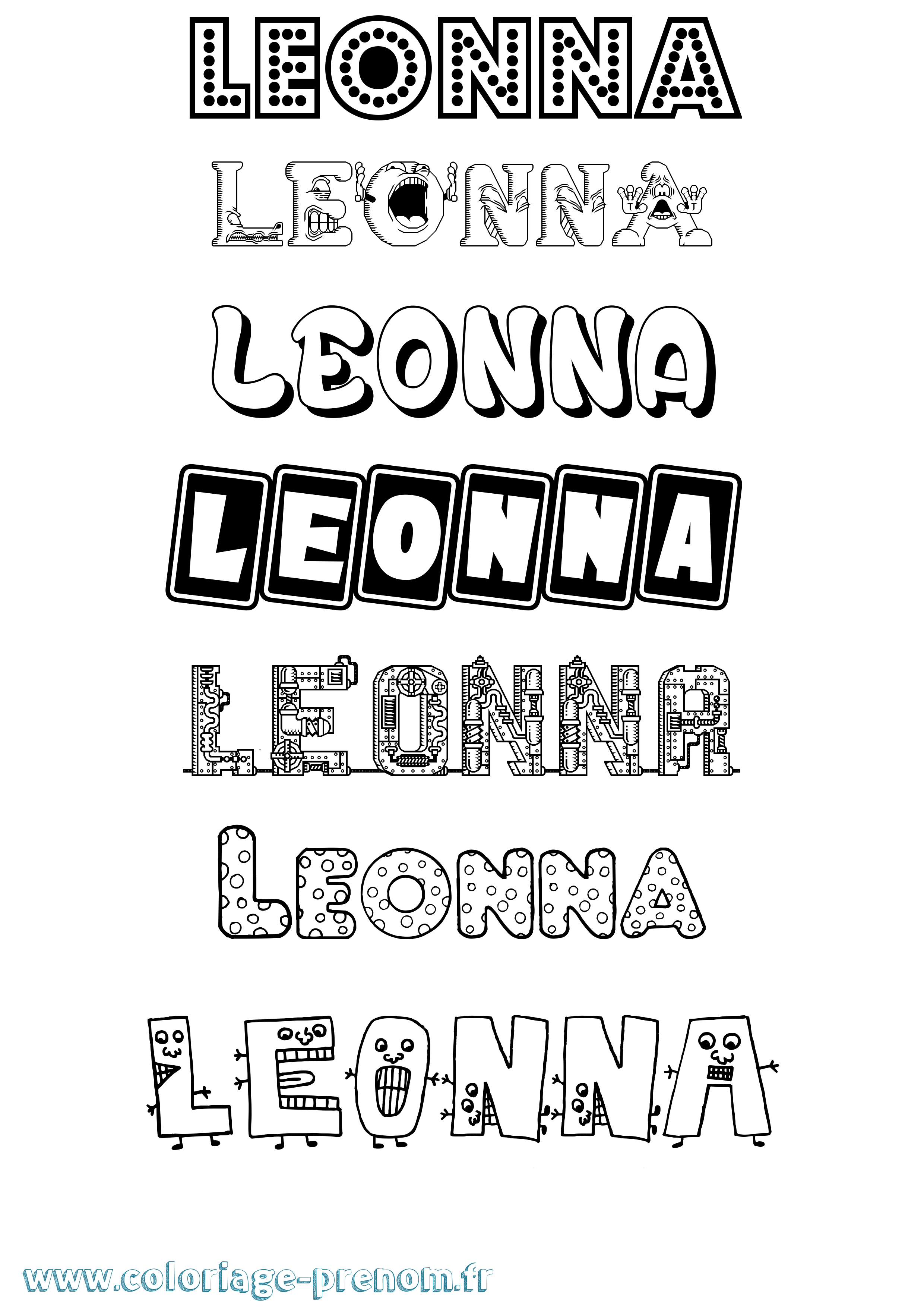 Coloriage Leonna Fun Coloriage prénom Leonna Fun